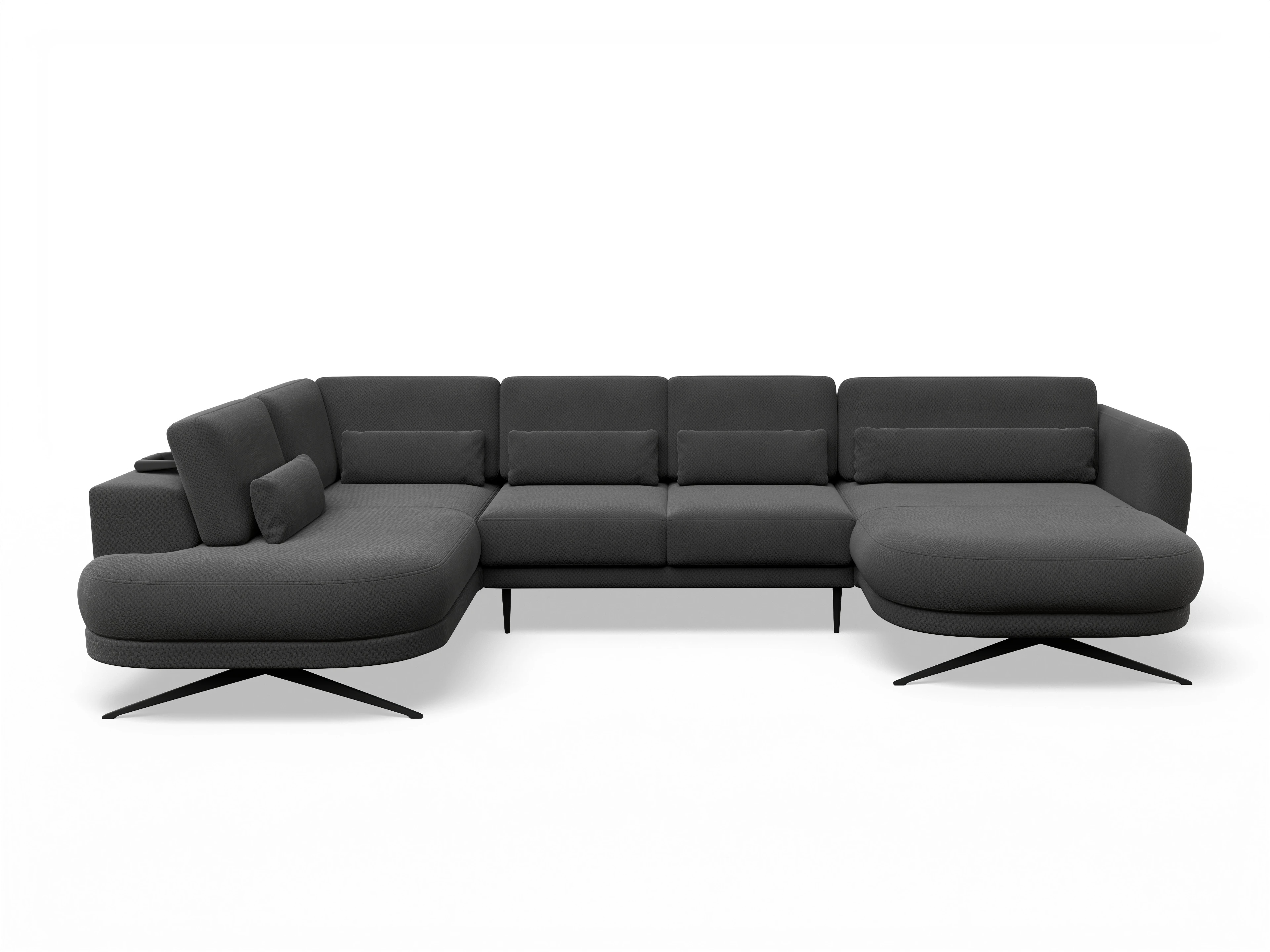 Ansicht des Produktes Malaga Wohnlandschaft offen beidseitig in Stoff Schwarz