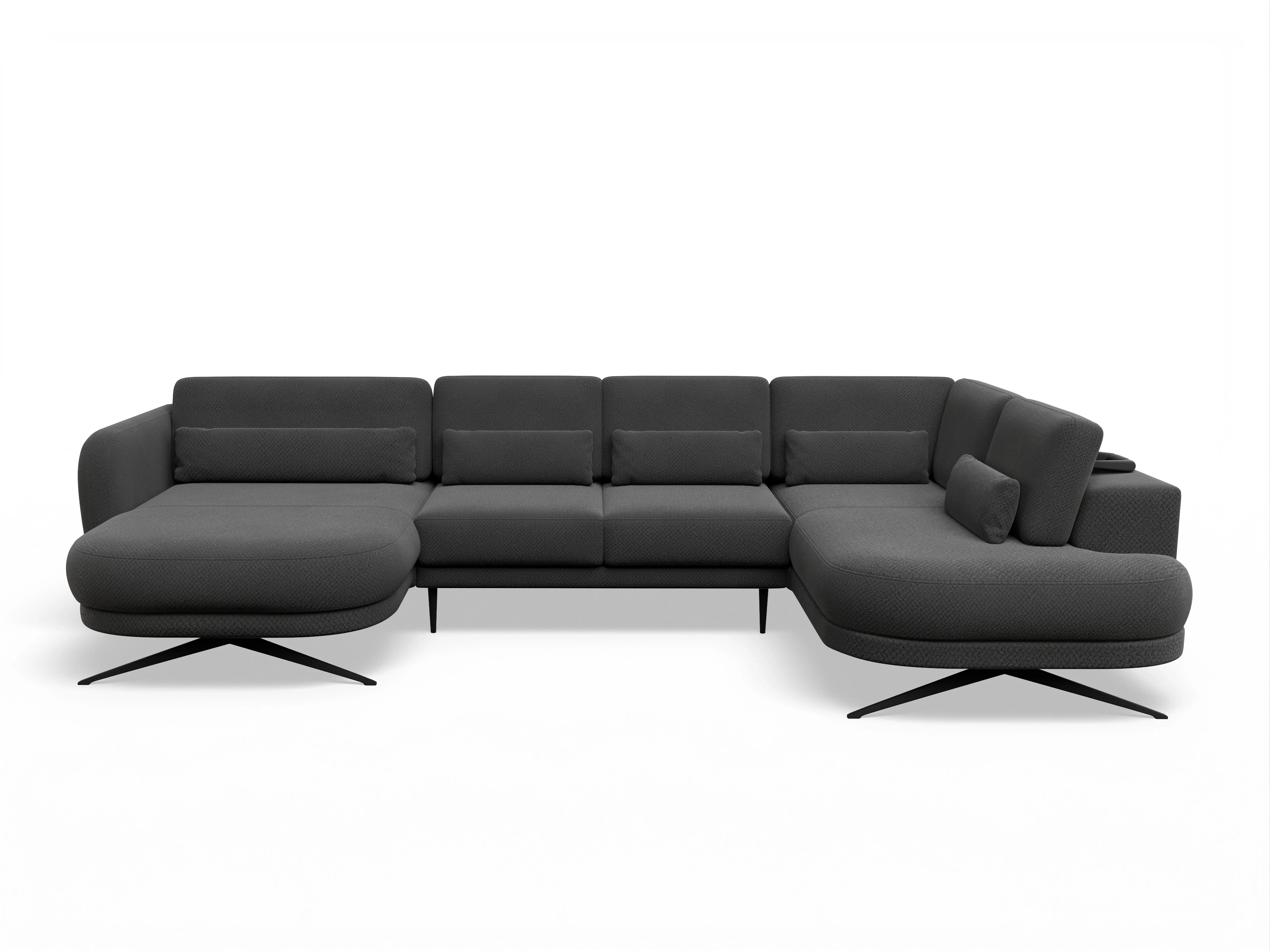 Ansicht des Produktes Malaga Wohnlandschaft offen beidseitig in Stoff Schwarz