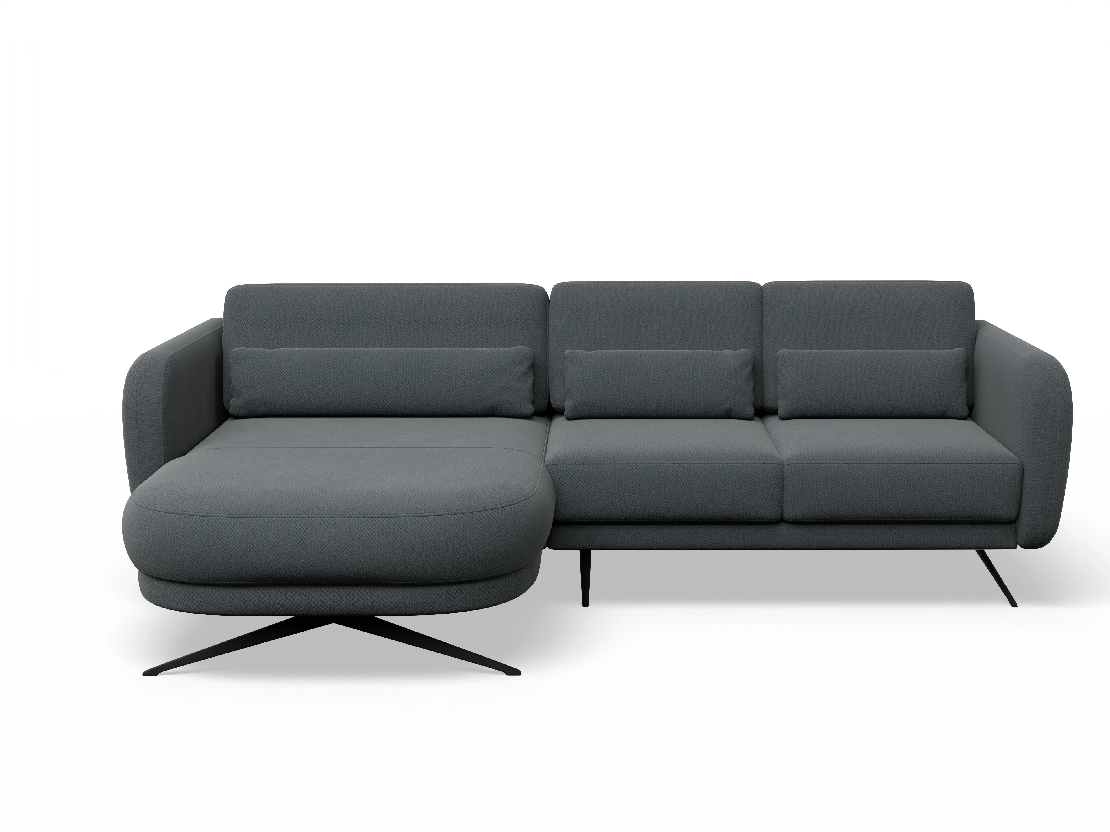 Ansicht des Produktes Malaga Ecksofa links Abschluss offen in Stoff Grau