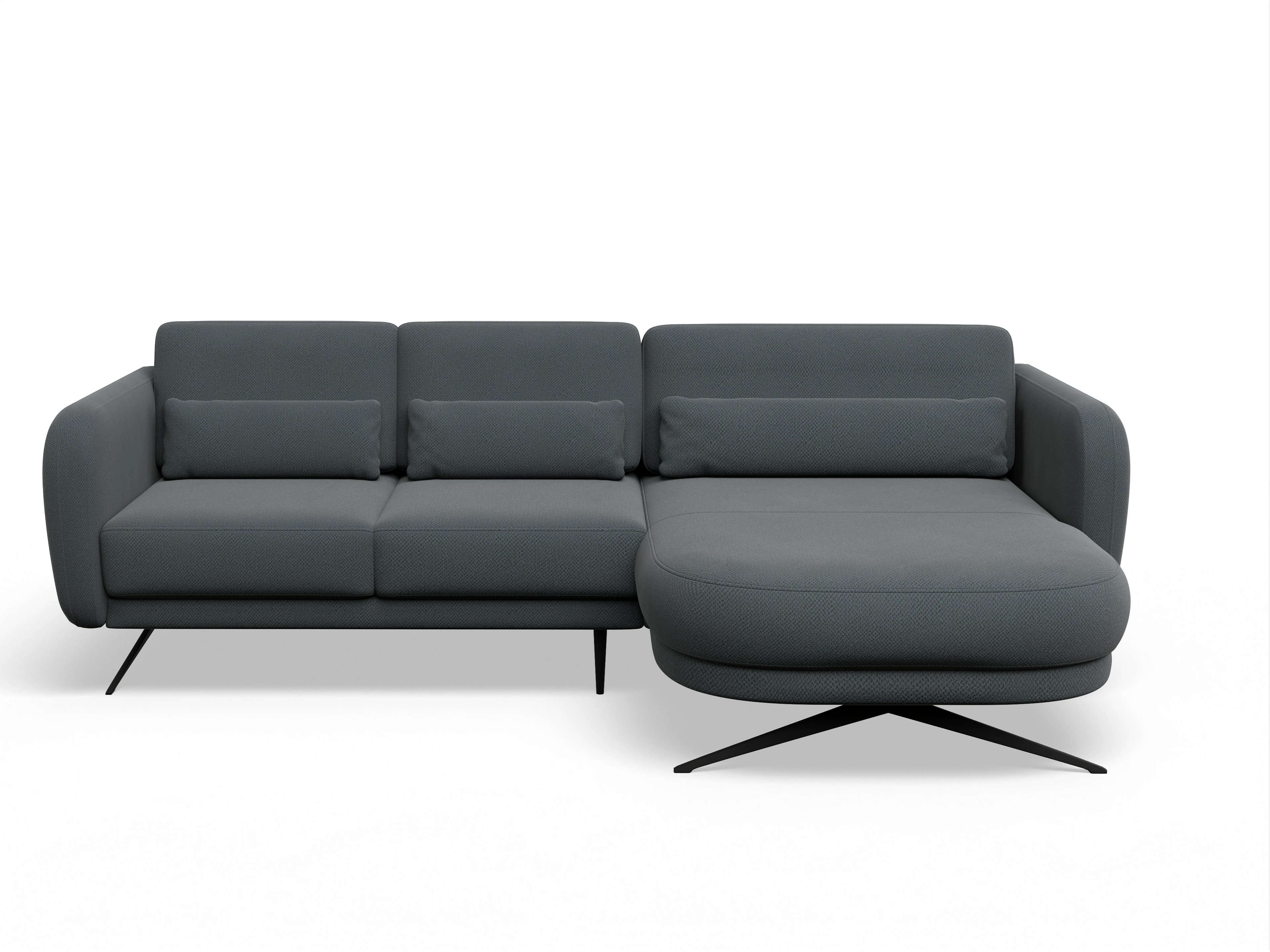 Ansicht des Produktes Malaga Ecksofa rechts Abschluss offen in Stoff Grau