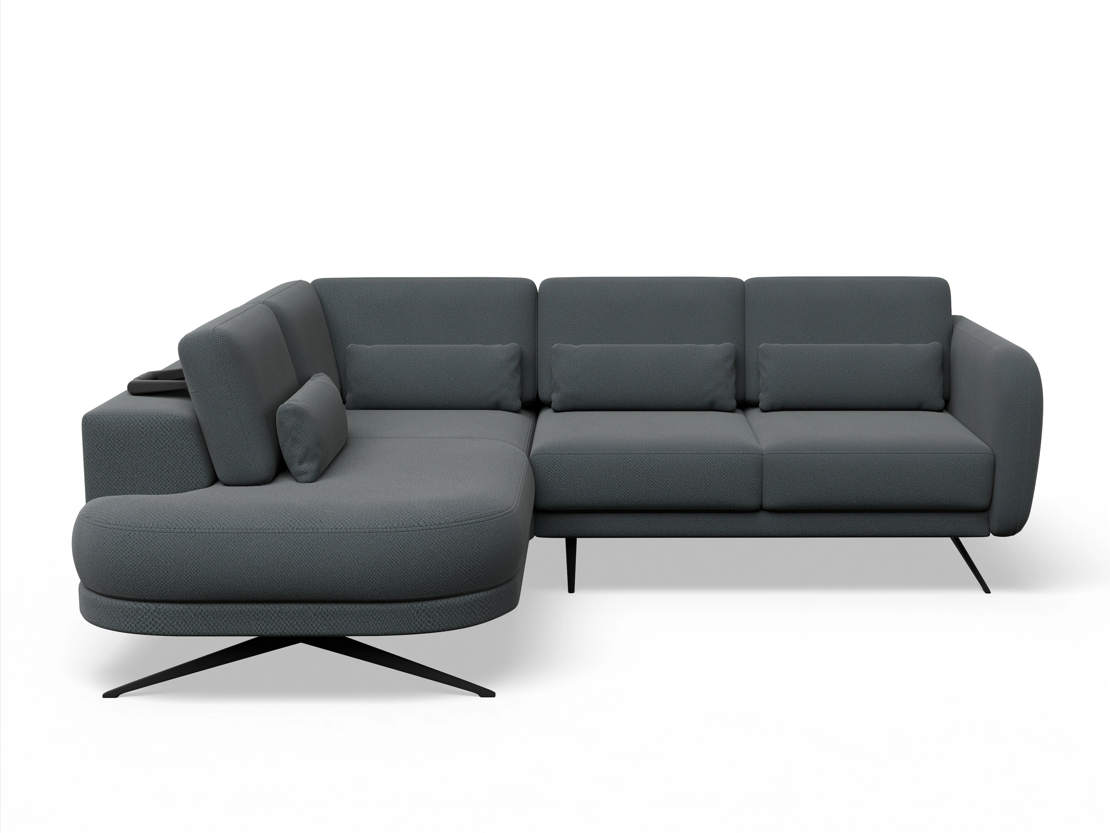 Ansicht des Produktes Malaga Ecksofa links Abschluss offen in Stoff Grau