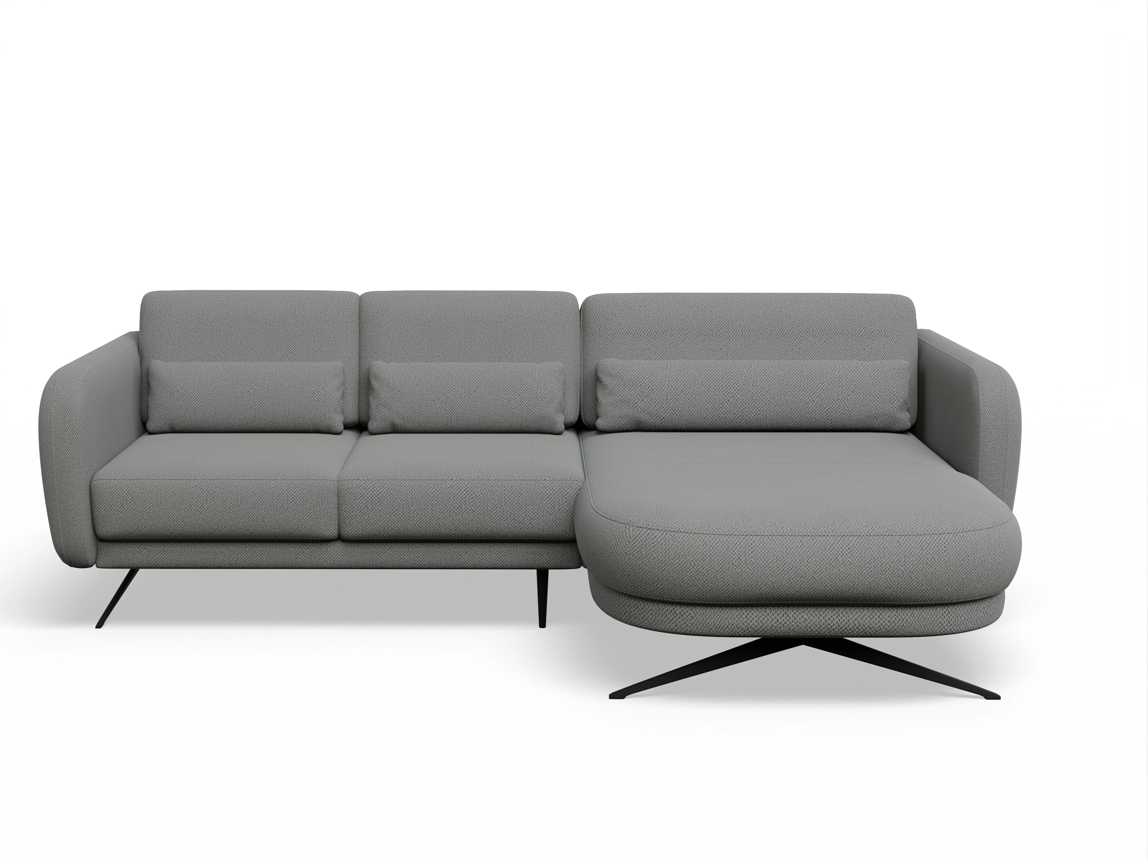 Ansicht des Produktes Malaga Ecksofa rechts Abschluss offen in Stoff Grau