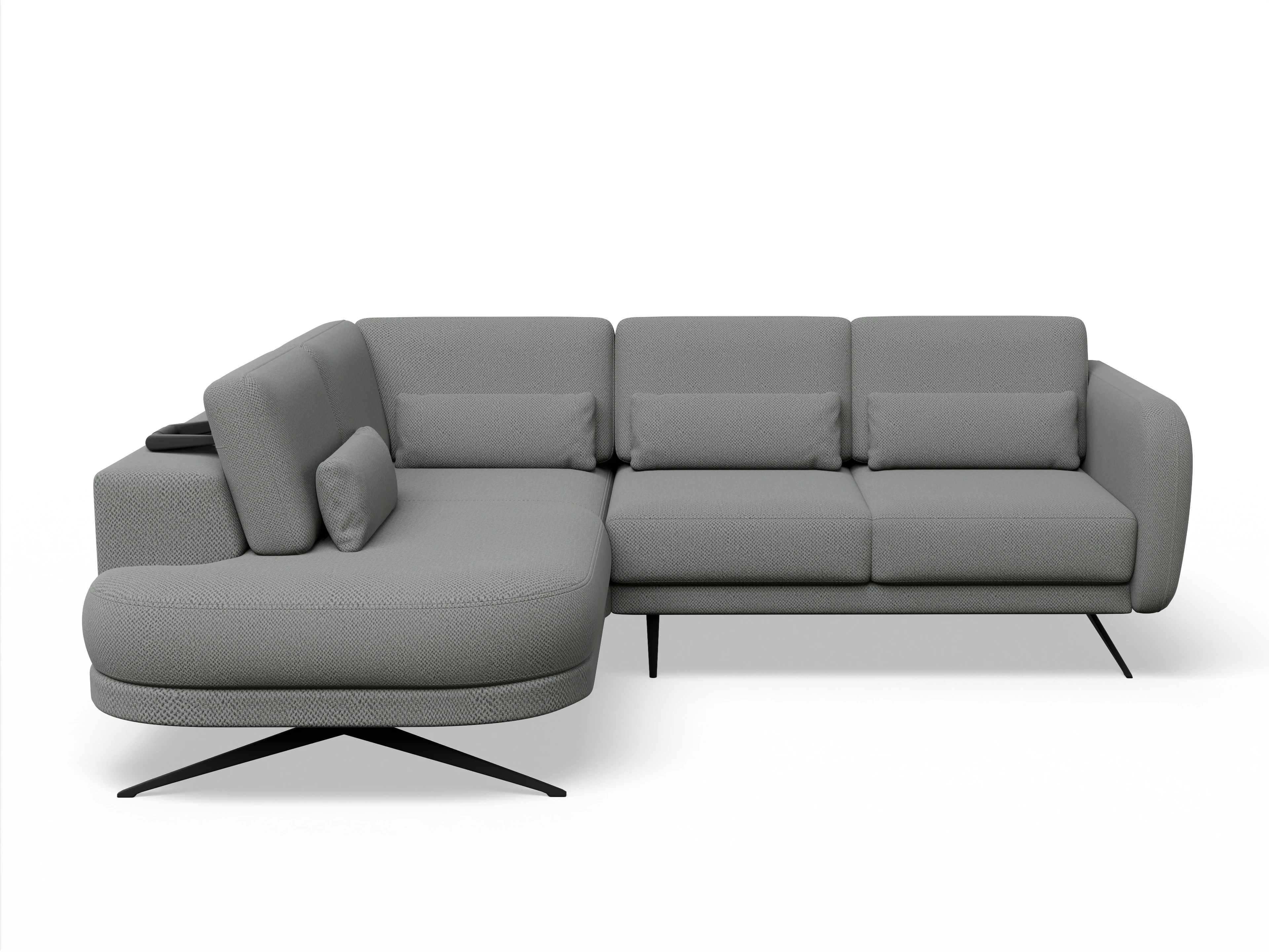 Ansicht des Produktes Malaga Ecksofa links Abschluss offen in Stoff Grau