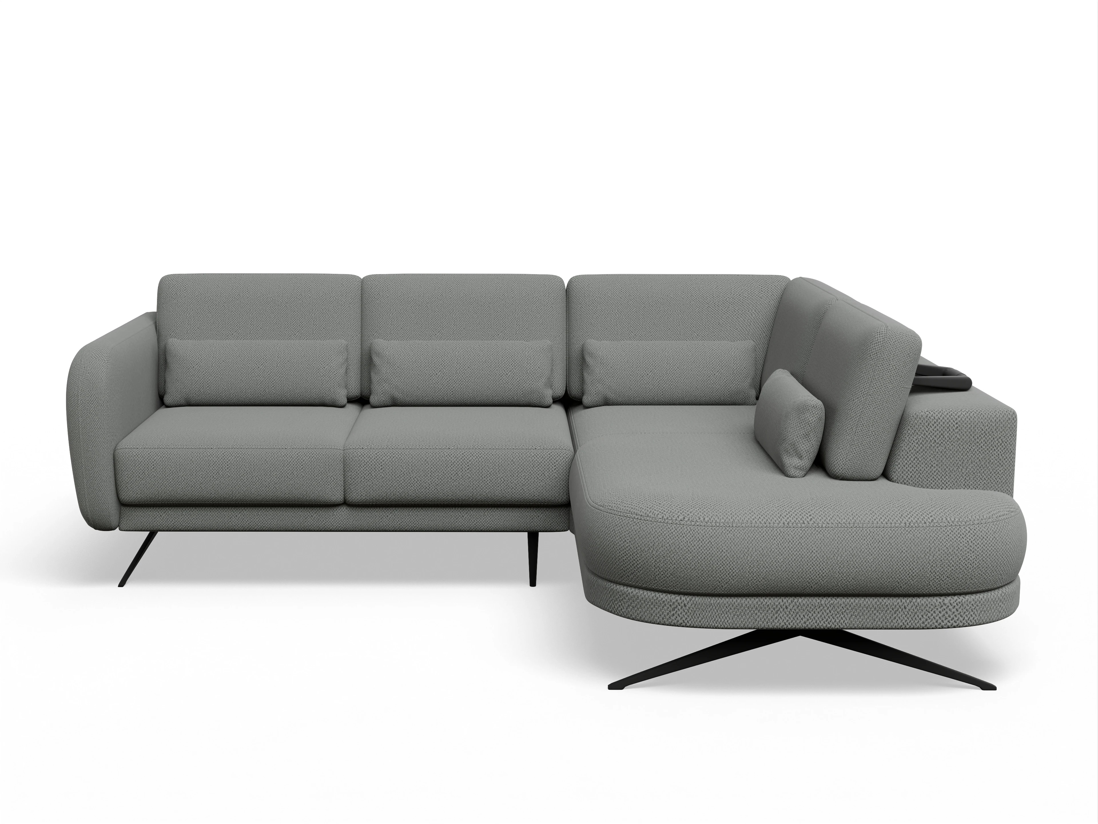 Ansicht des Produktes Malaga Ecksofa rechts Abschluss offen in Stoff Grau