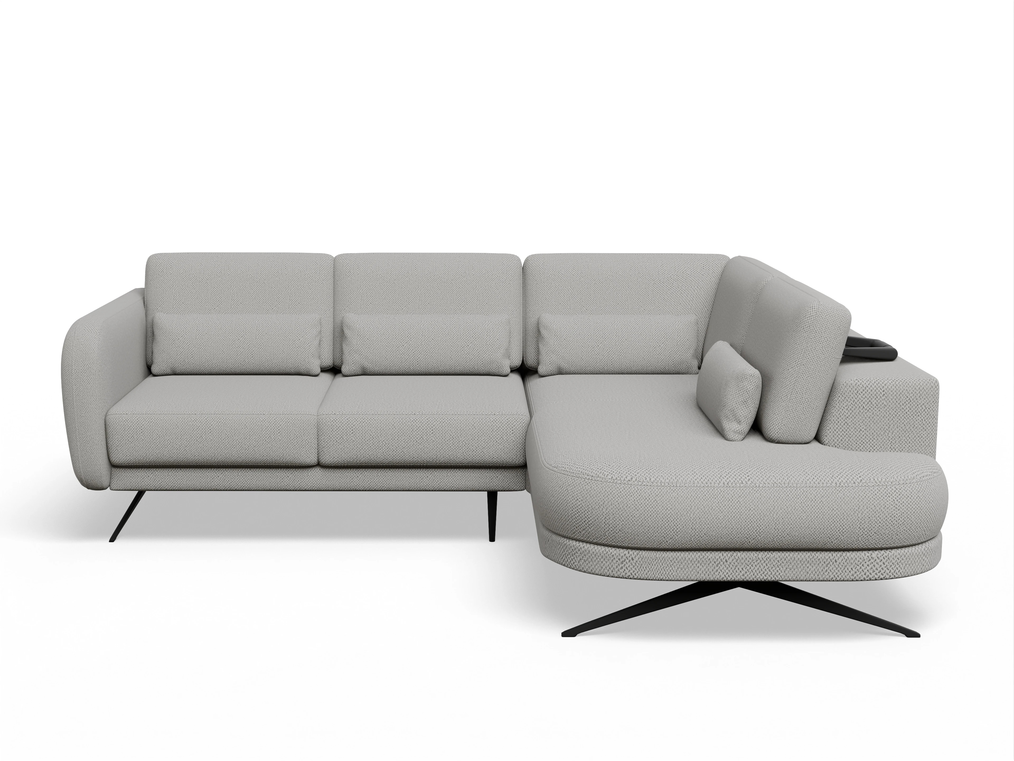 Ansicht des Produktes Malaga Ecksofa rechts Abschluss offen in Stoff Grau