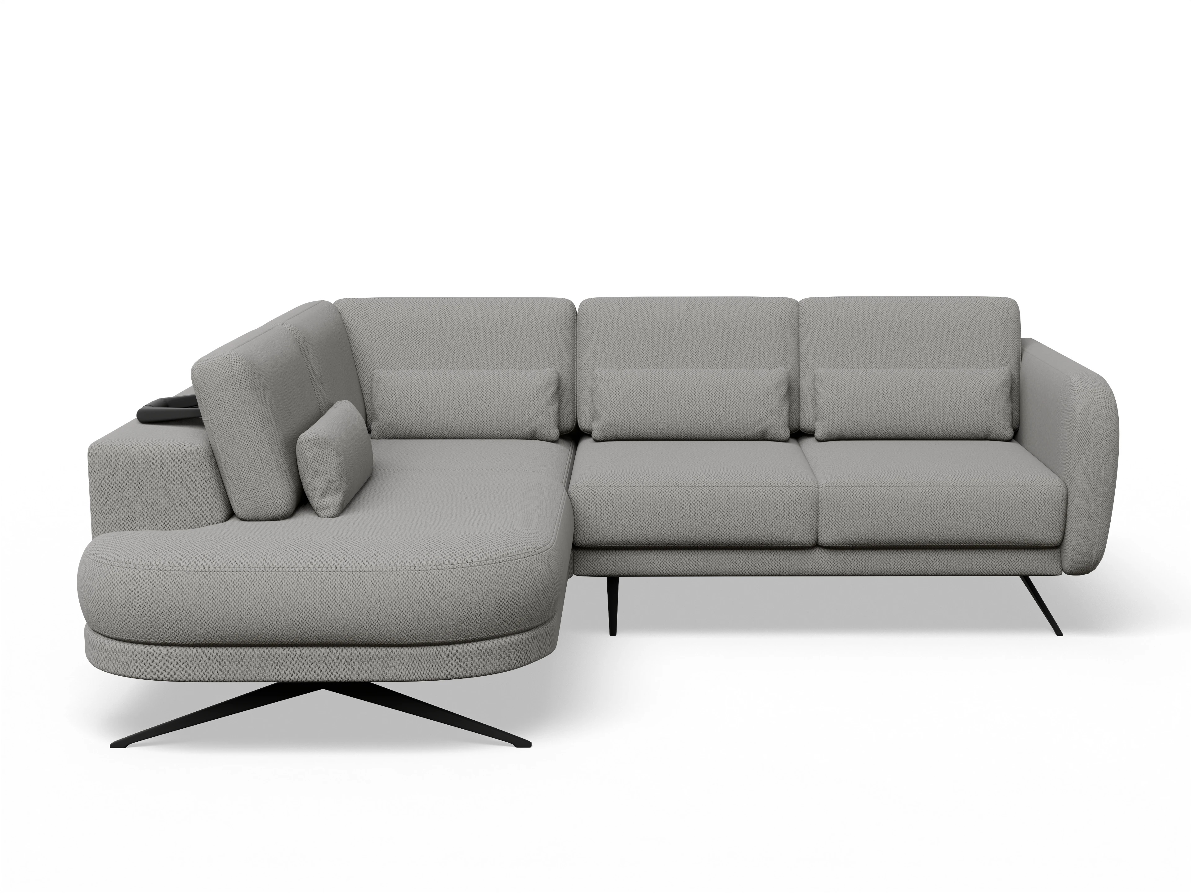 Ansicht des Produktes Malaga Ecksofa links Abschluss offen in Stoff Grau