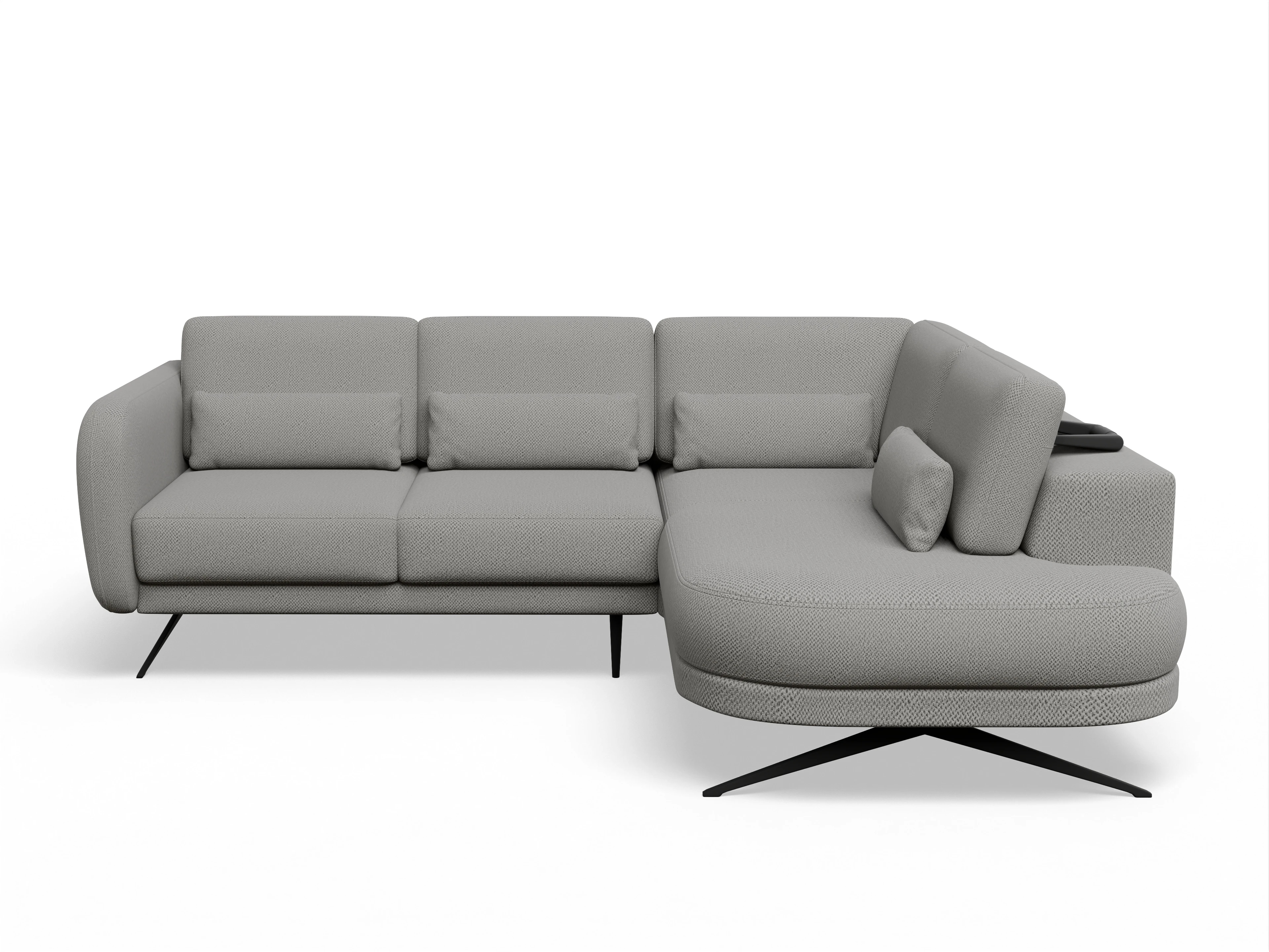 Ansicht des Produktes Malaga Ecksofa rechts Abschluss offen in Stoff Grau