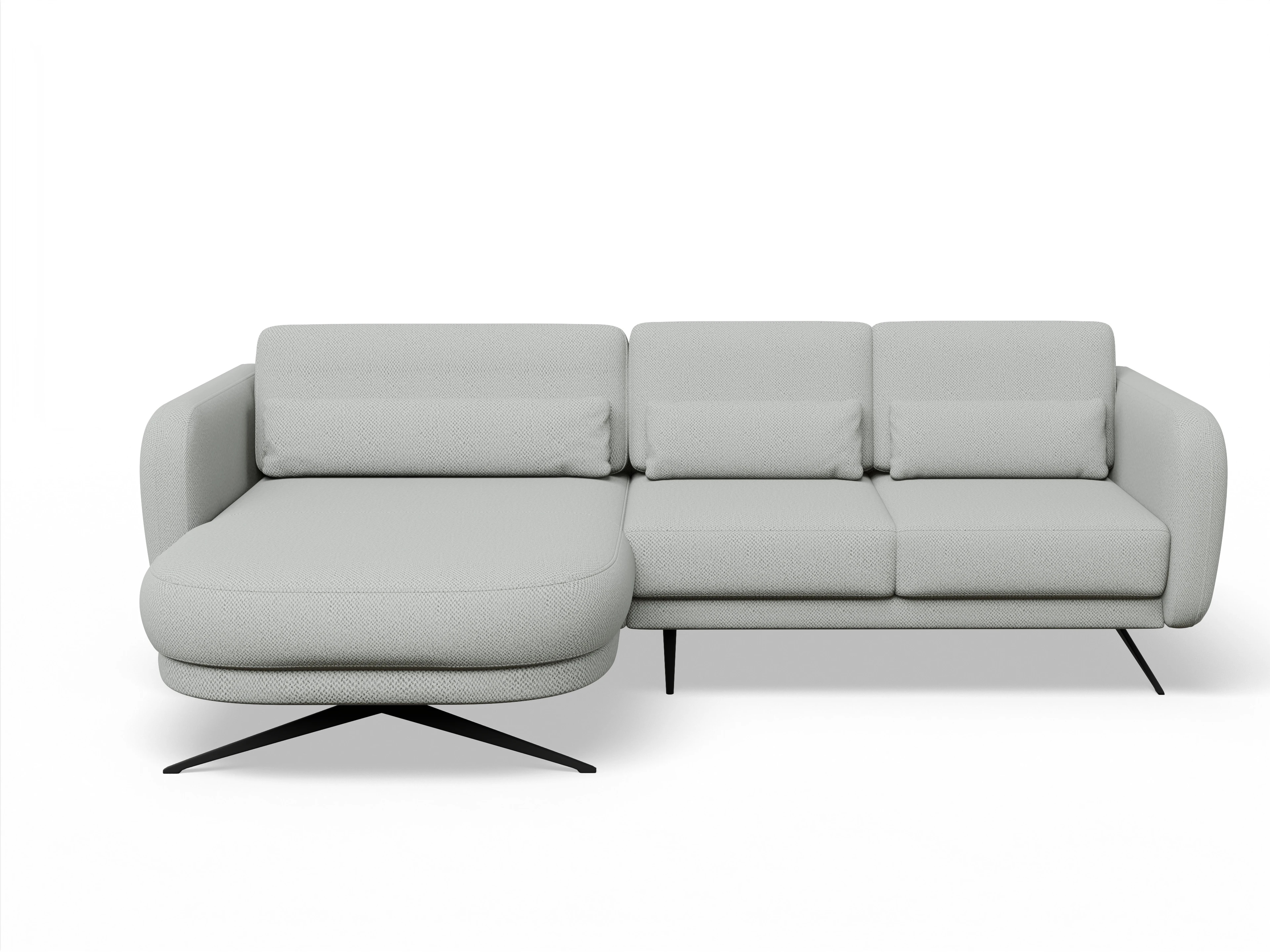 Ansicht des Produktes Malaga Ecksofa links Abschluss offen in Stoff Grau