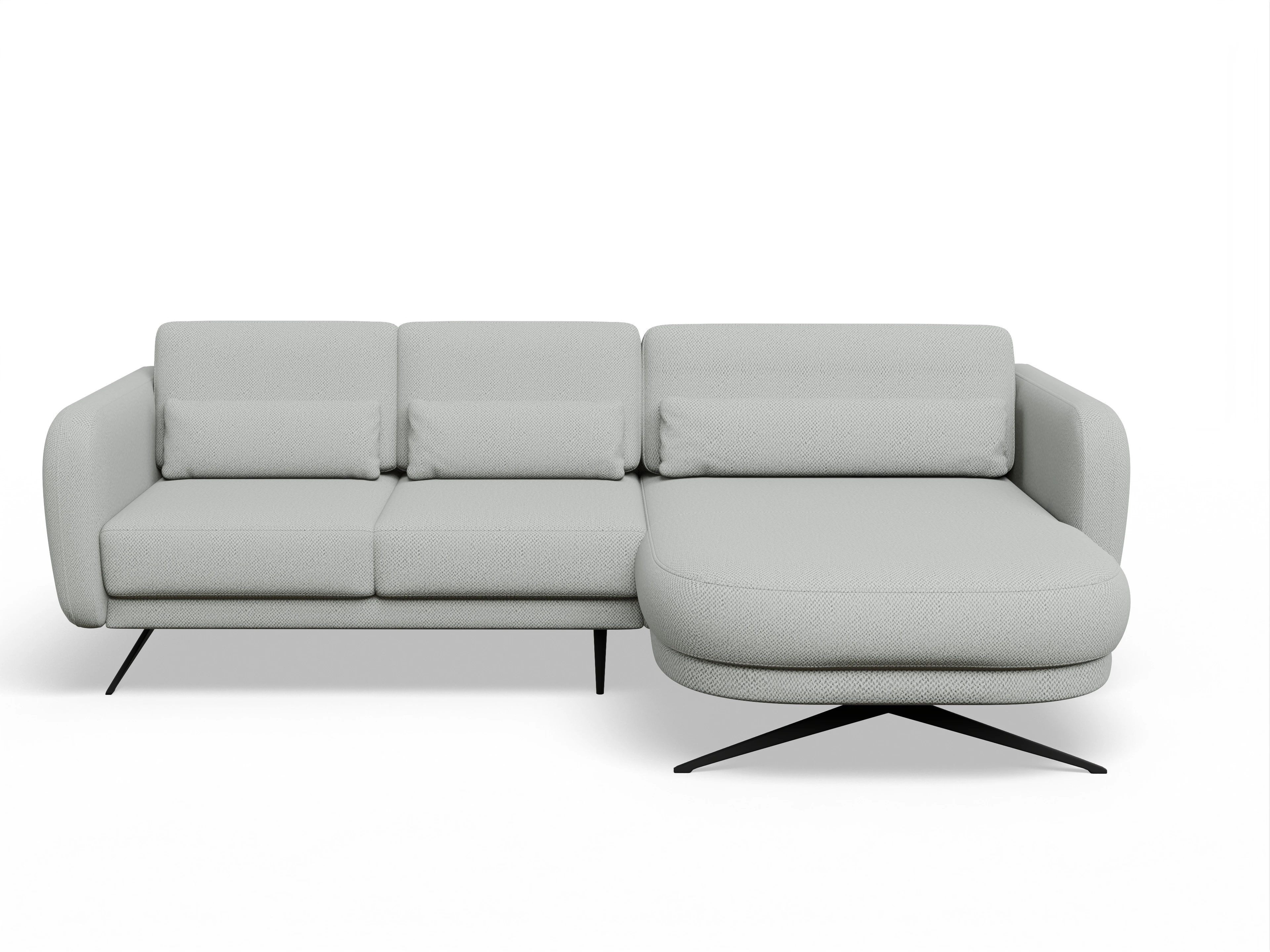 Ansicht des Produktes Malaga Ecksofa rechts Abschluss offen in Stoff Grau