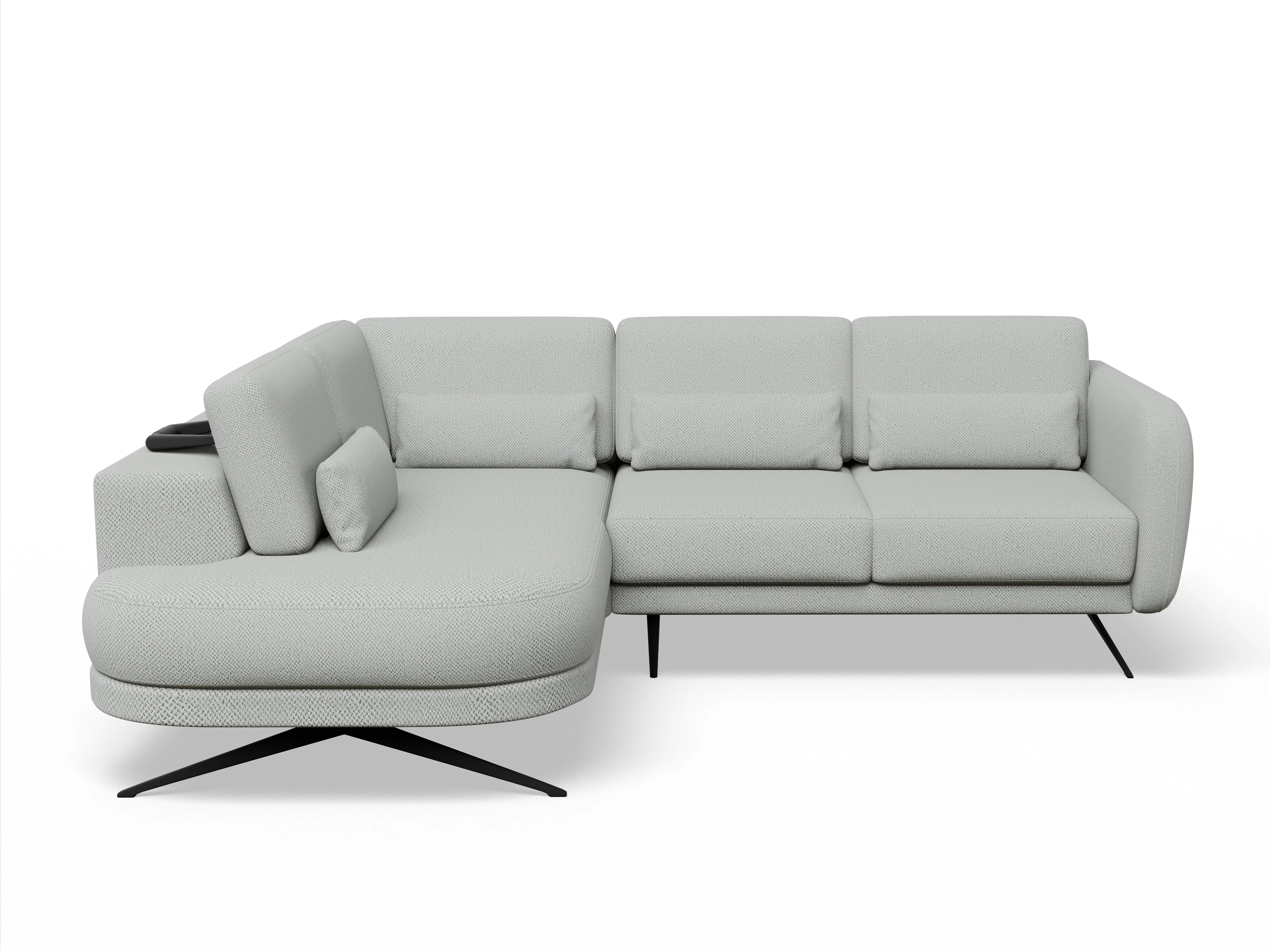 Ansicht des Produktes Malaga Ecksofa links Abschluss offen in Stoff Grau