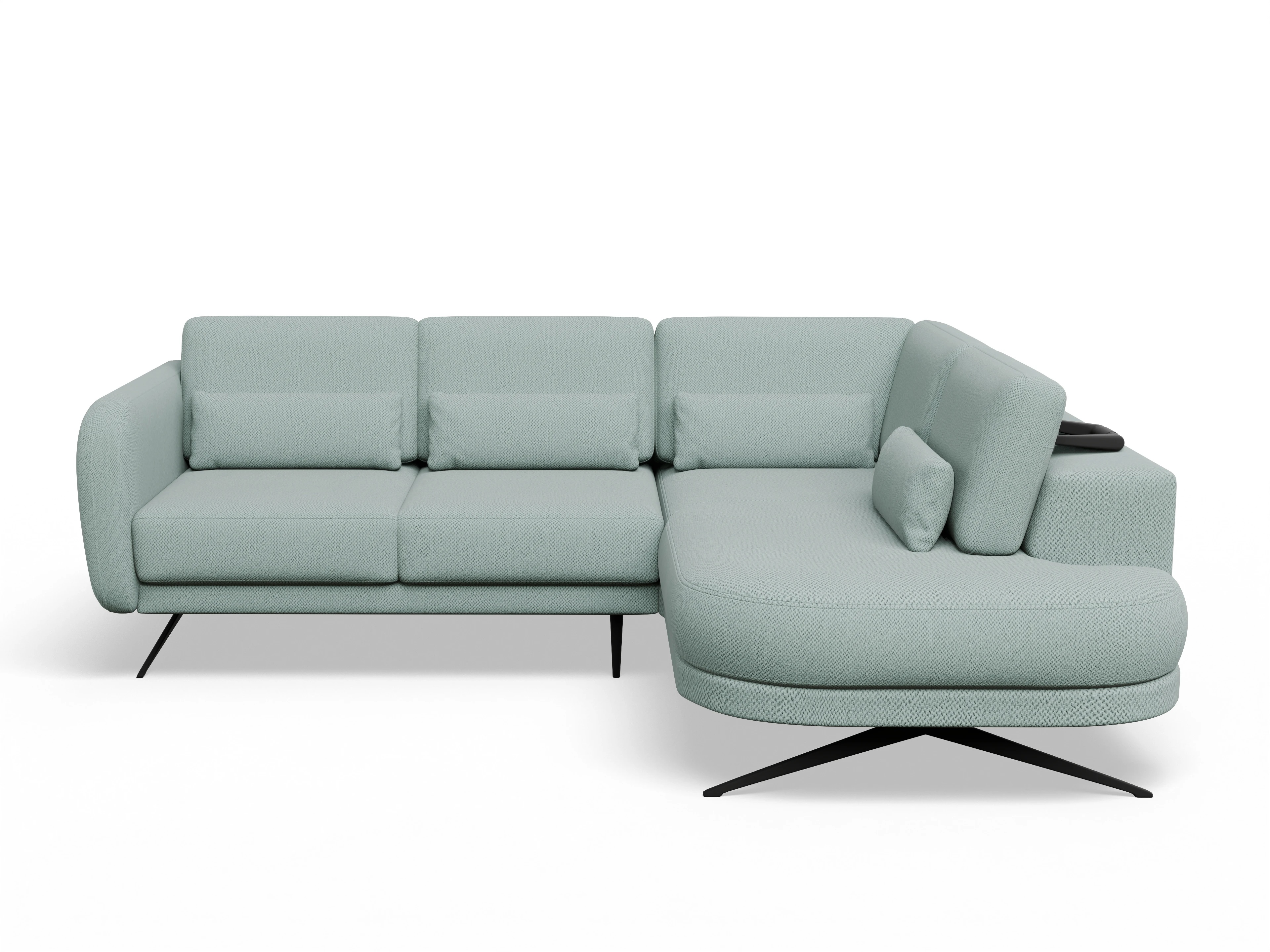 Ansicht des Produktes Malaga Ecksofa rechts Abschluss offen in Stoff Blau