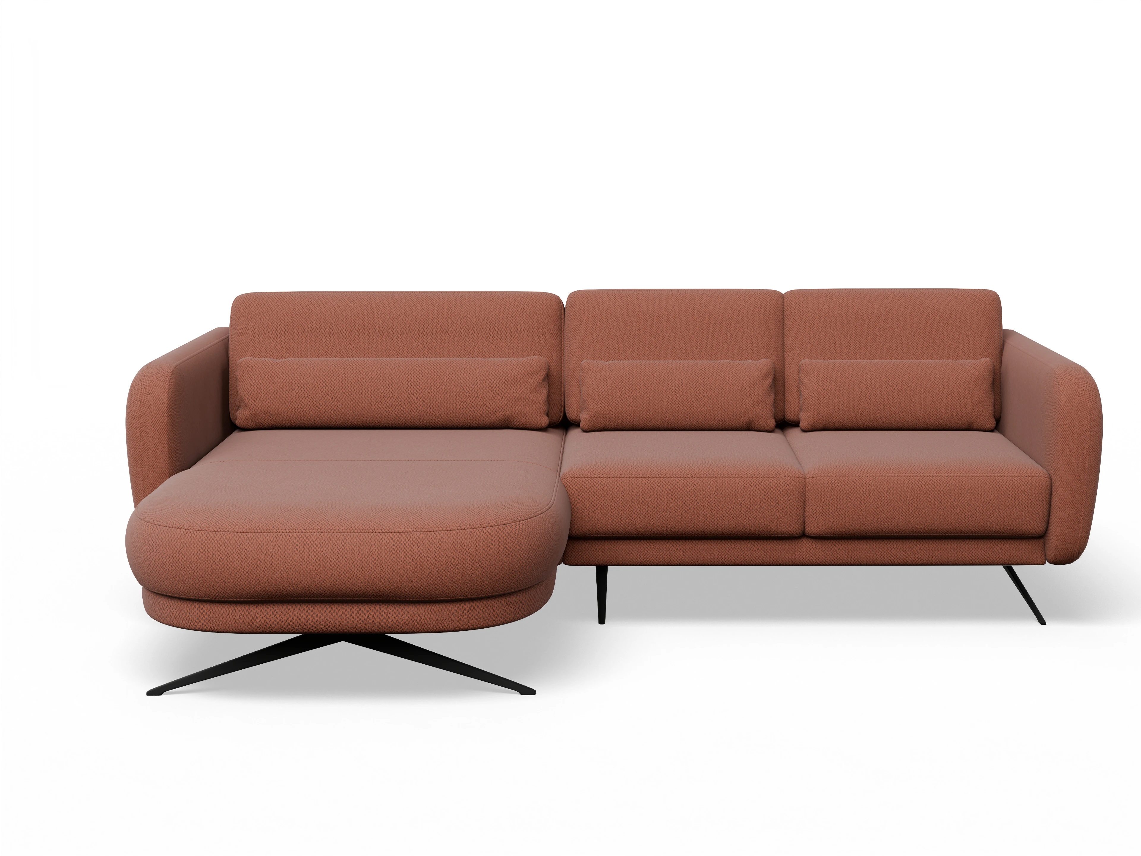 Ansicht des Produktes Malaga Ecksofa links Abschluss offen in Stoff Braun