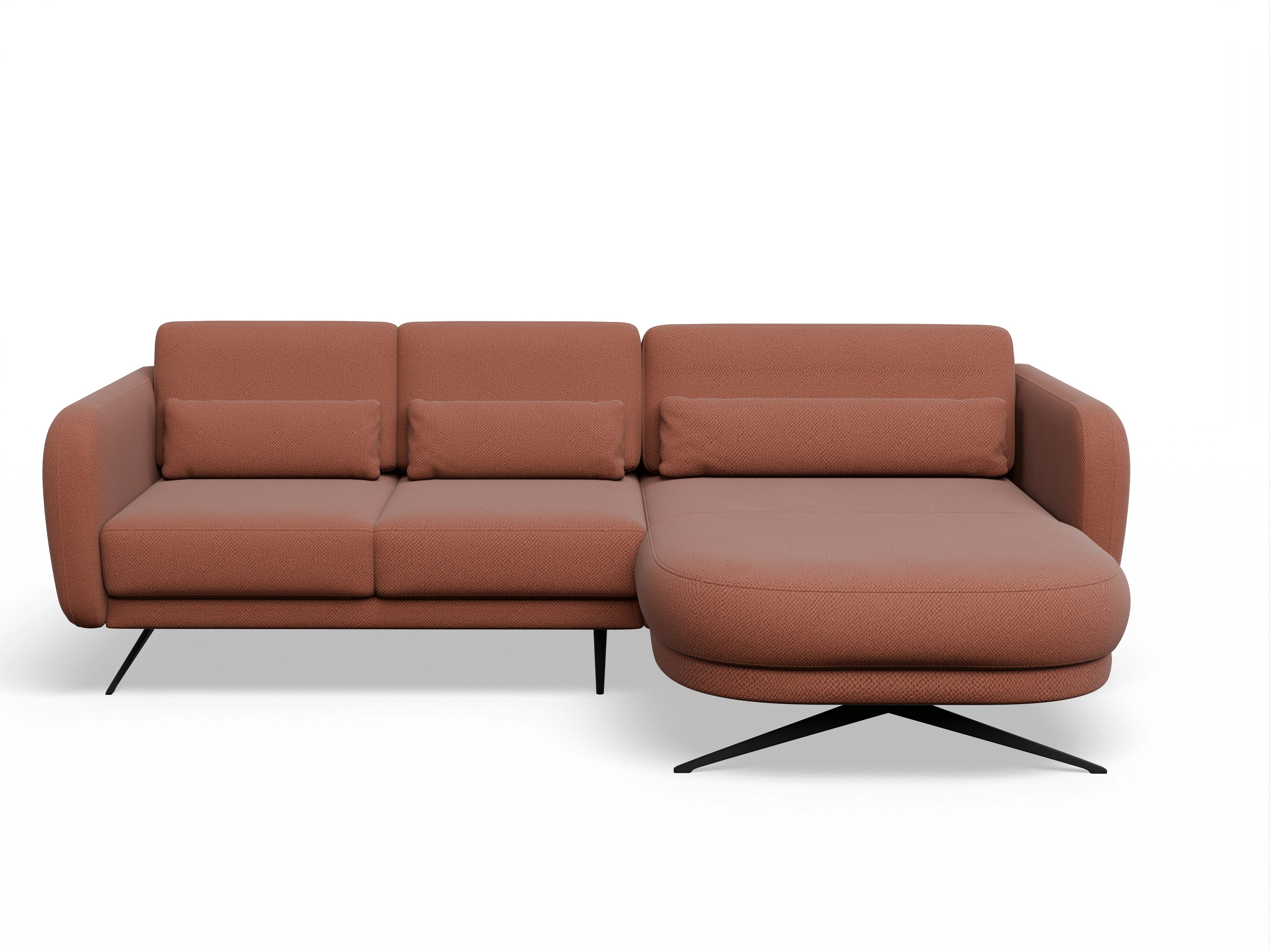 Ansicht des Produktes Malaga Ecksofa rechts Abschluss offen in Stoff Braun