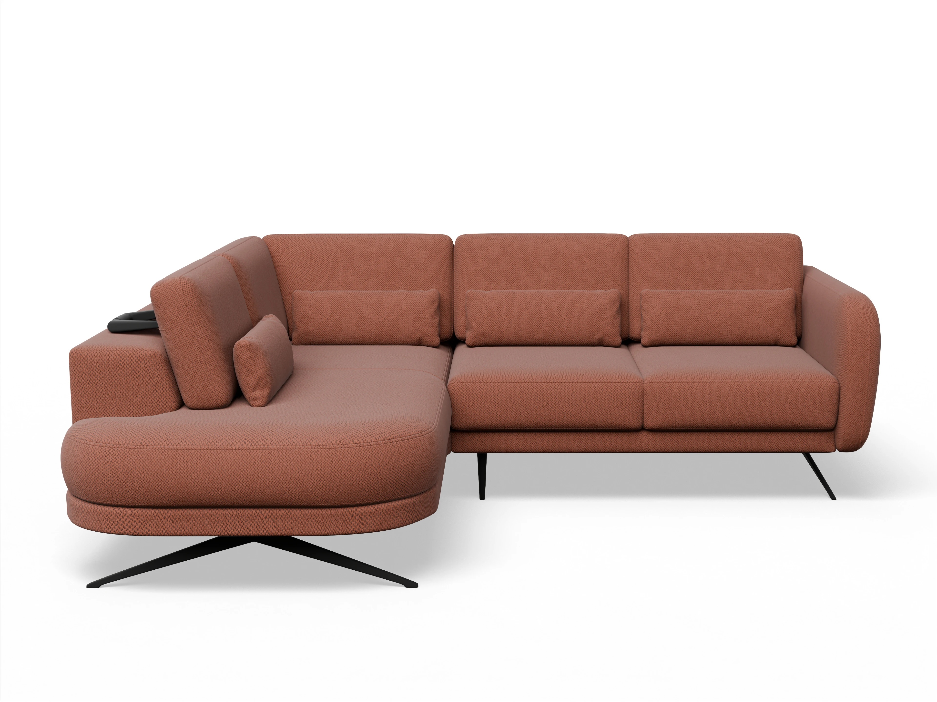 Ansicht des Produktes Malaga Ecksofa links Abschluss offen in Stoff Braun