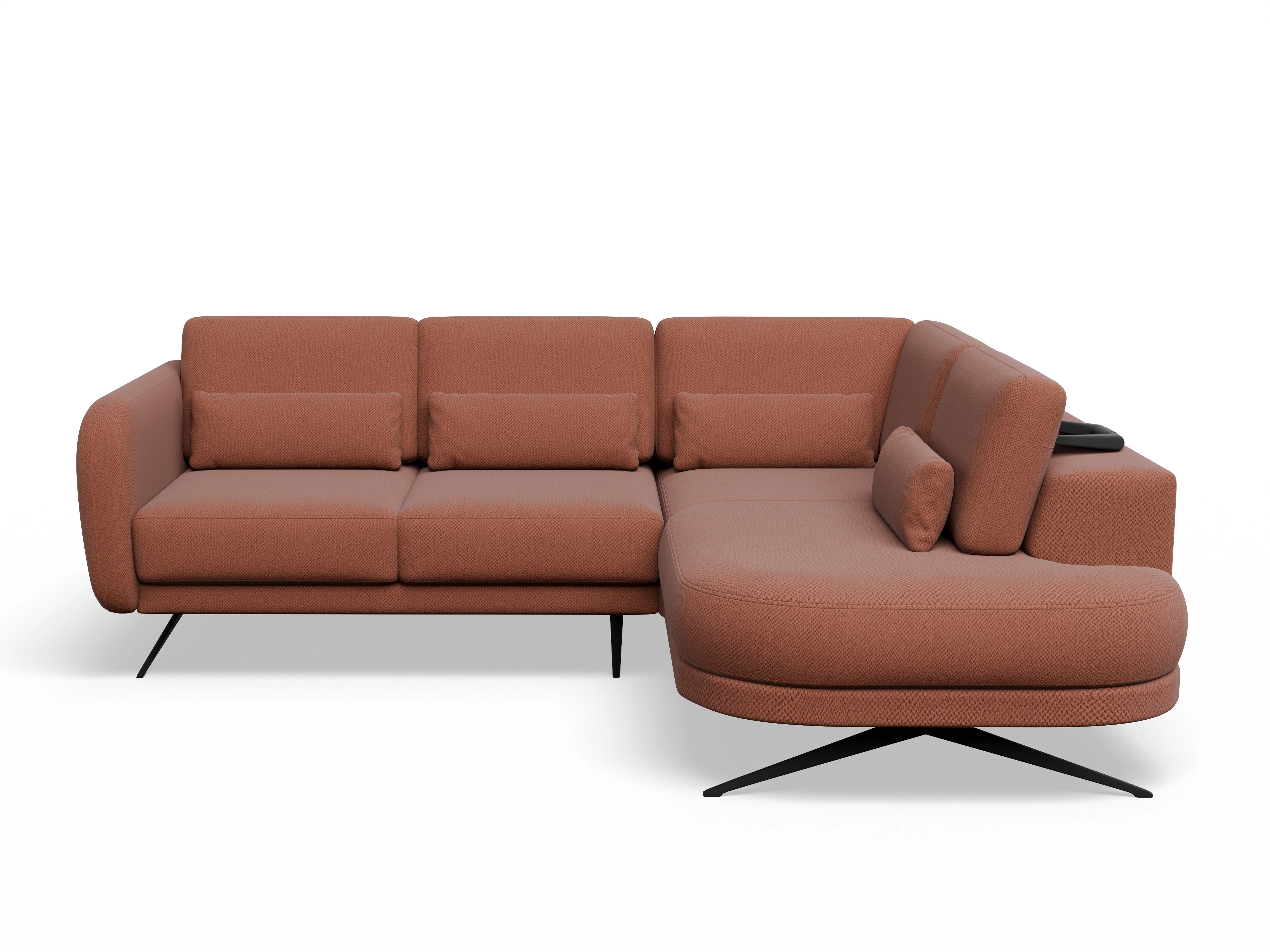 Ansicht des Produktes Malaga Ecksofa rechts Abschluss offen in Stoff Braun