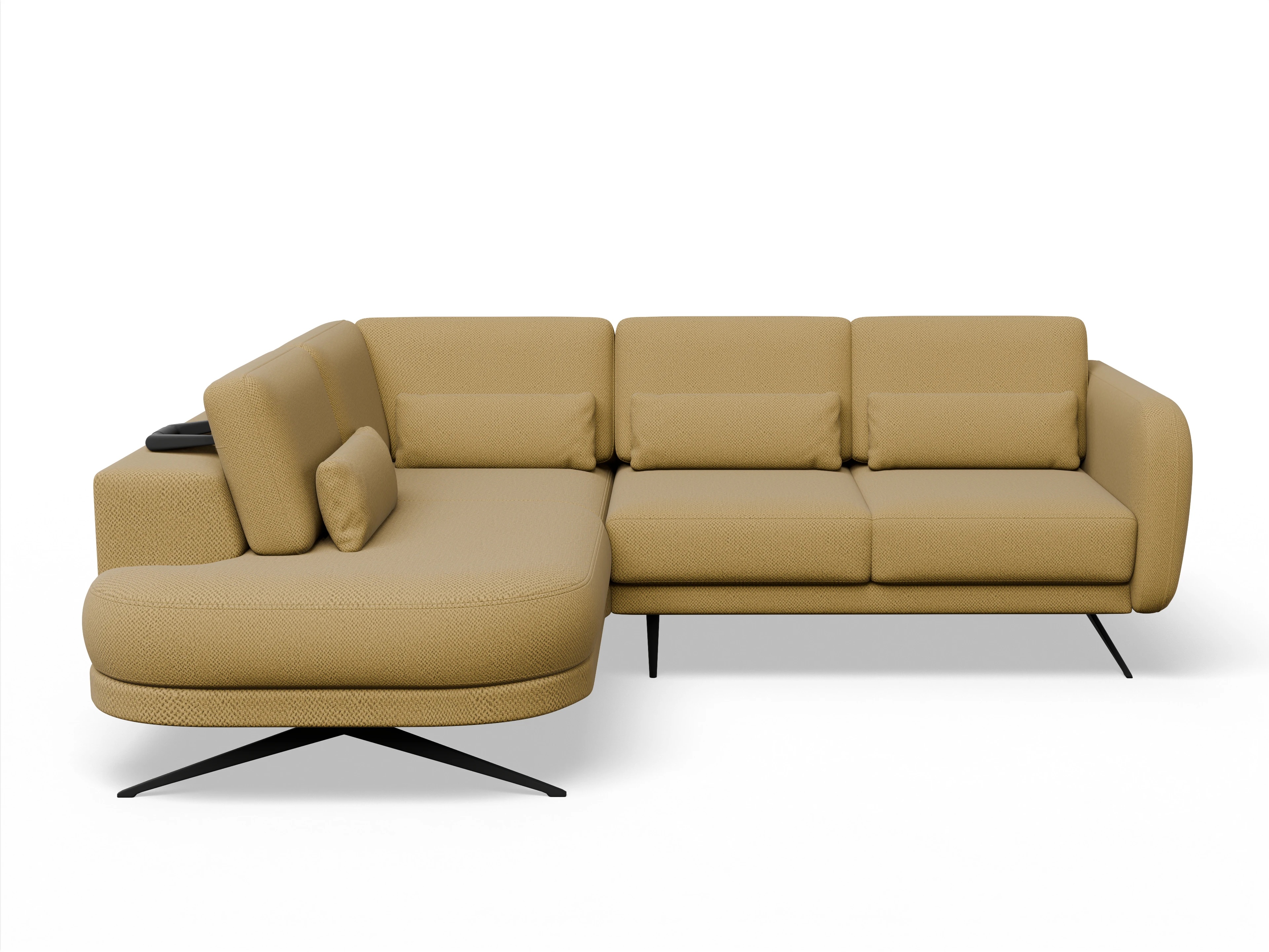 Ansicht des Produktes Malaga Ecksofa links Abschluss offen in Stoff Gelb