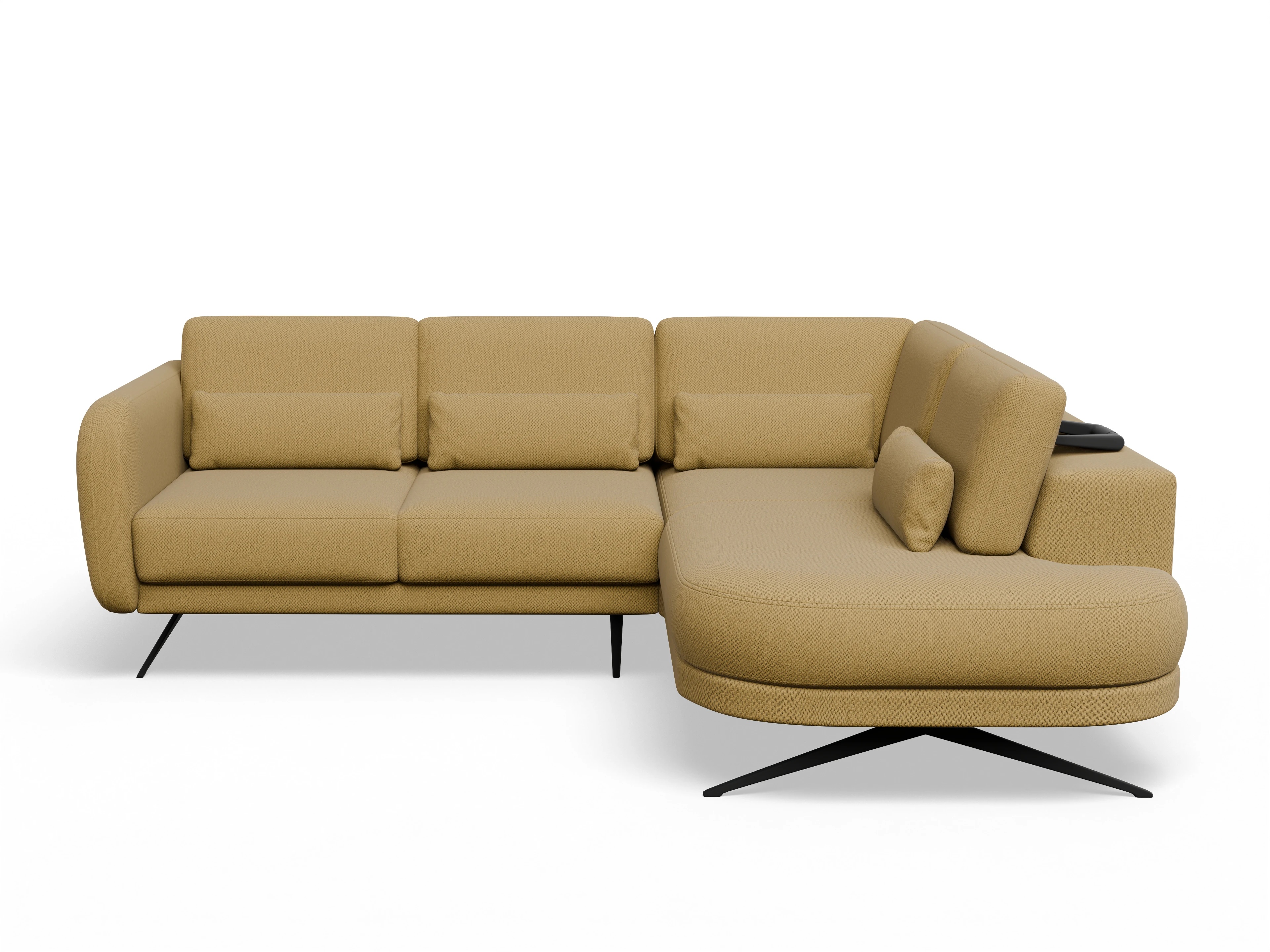 Ansicht des Produktes Malaga Ecksofa rechts Abschluss offen in Stoff Gelb