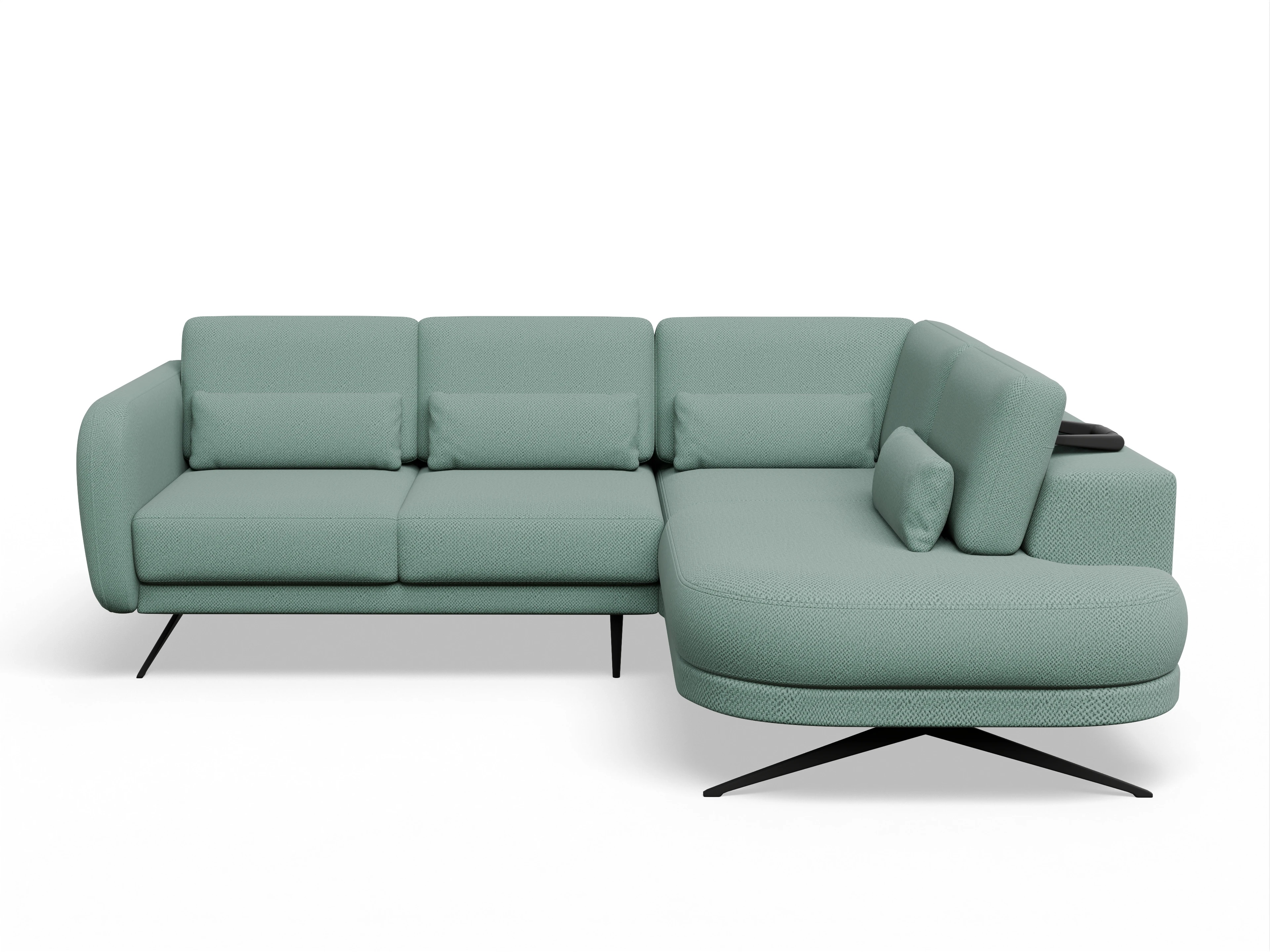 Ansicht des Produktes Malaga Ecksofa rechts Abschluss offen in Stoff Blau