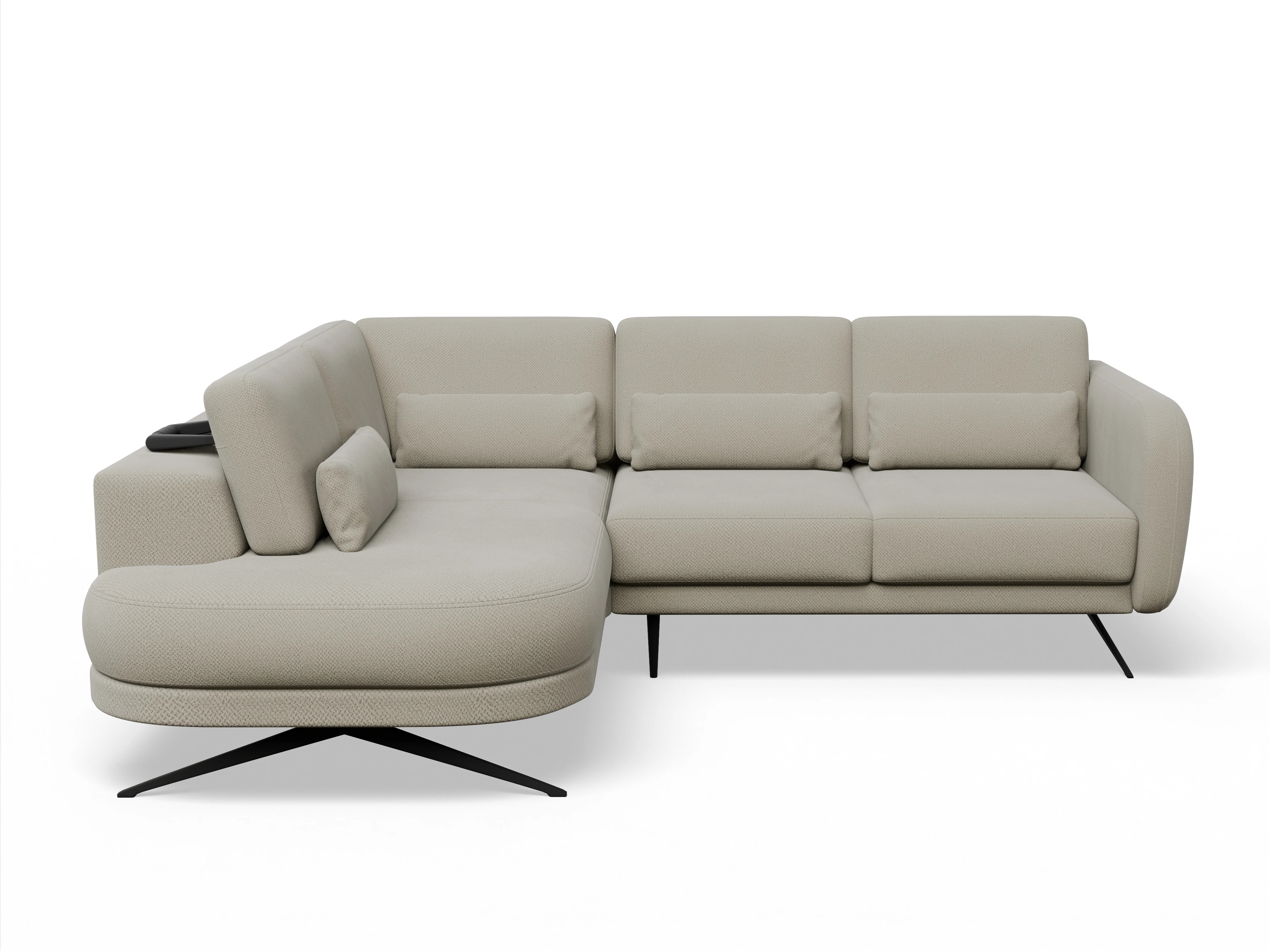 Ansicht des Produktes Malaga Ecksofa links Abschluss offen in Stoff Braun