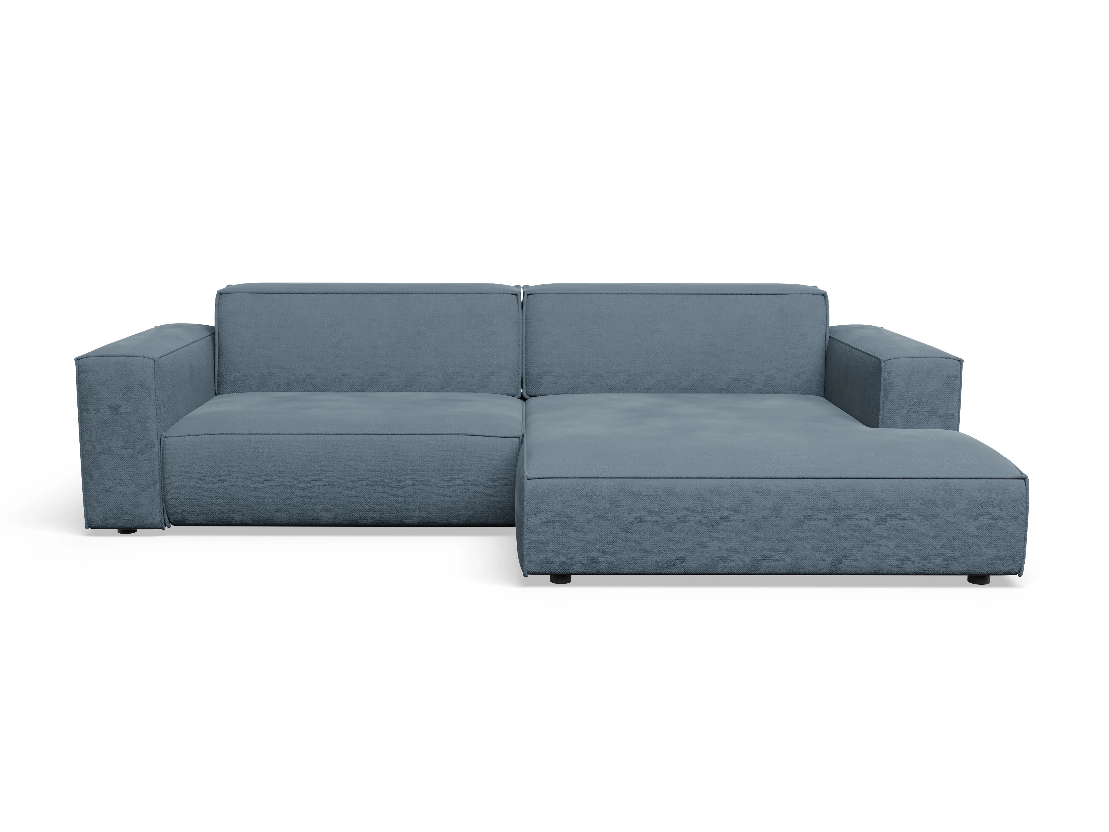 Claas Ecksofa mit Longchair rechts Ansicht des Produktes Claas-O Ecksofa rechts Abschluss offen in Stoff Blau