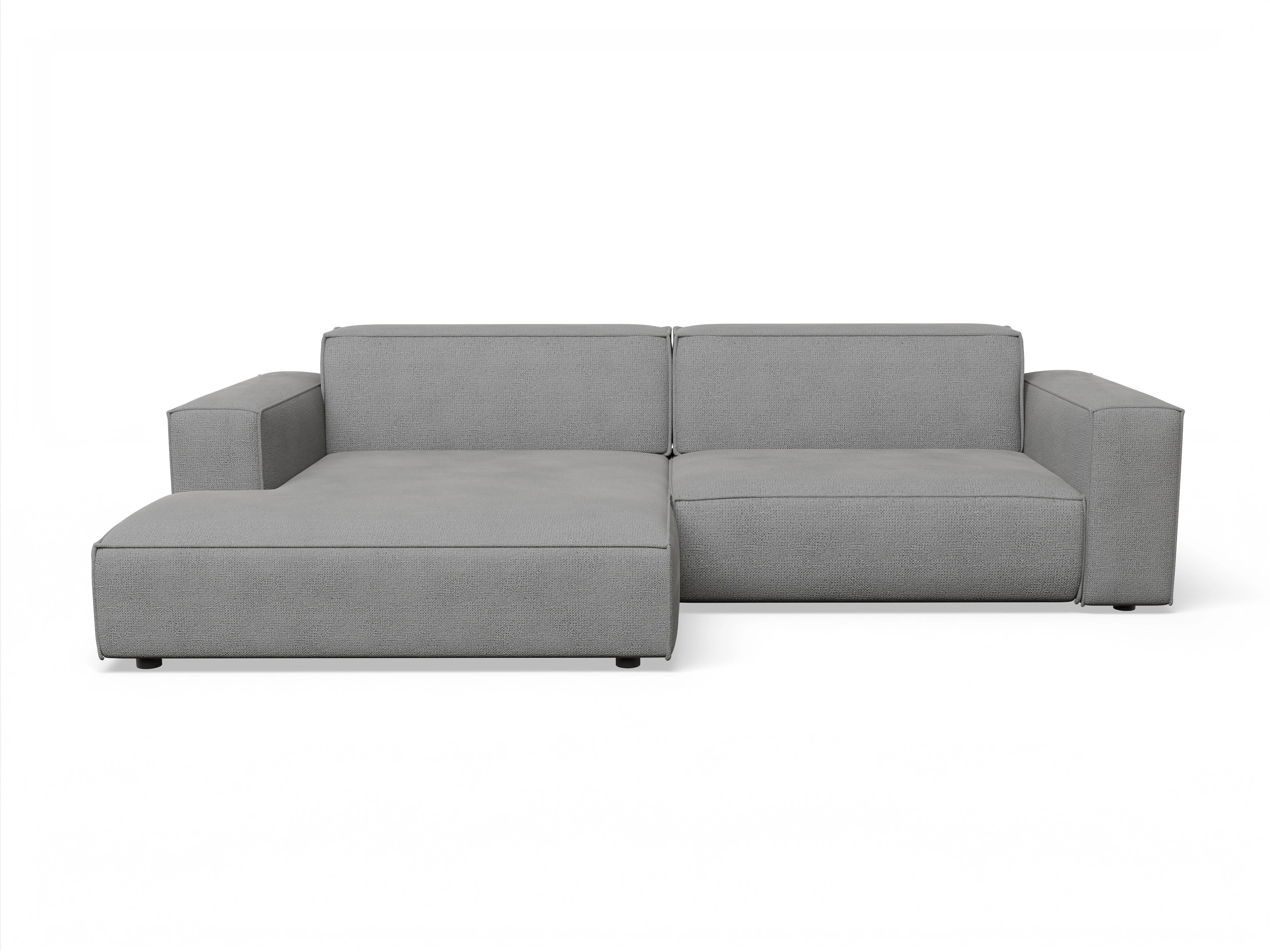 Claas Ecksofa mit Longchair links Ansicht des Produktes Claas-O Ecksofa links Abschluss offen in Stoff Grau
