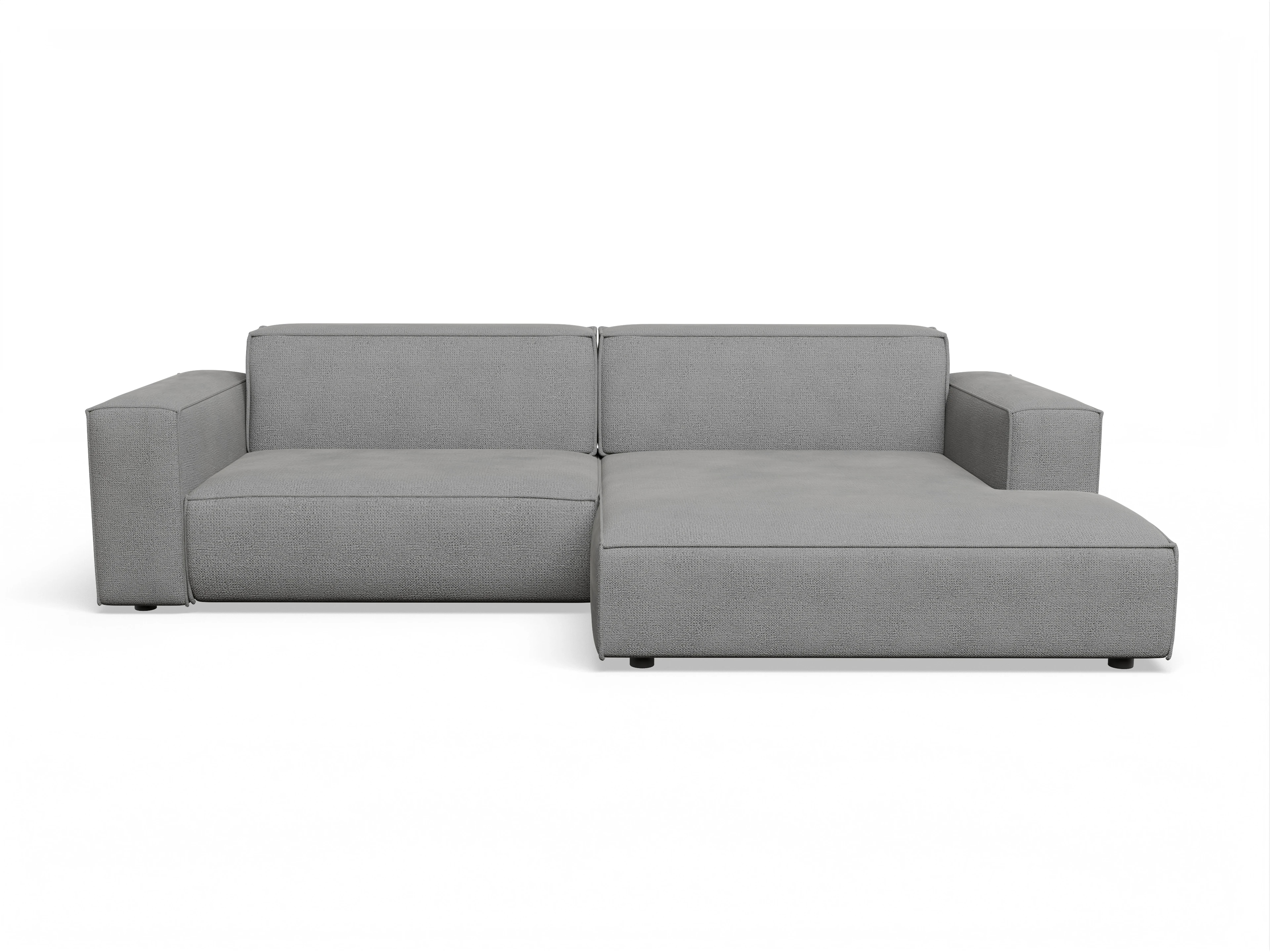 Claas Ecksofa mit Longchair rechts Ansicht des Produktes Claas-O Ecksofa rechts Abschluss offen in Stoff Grau