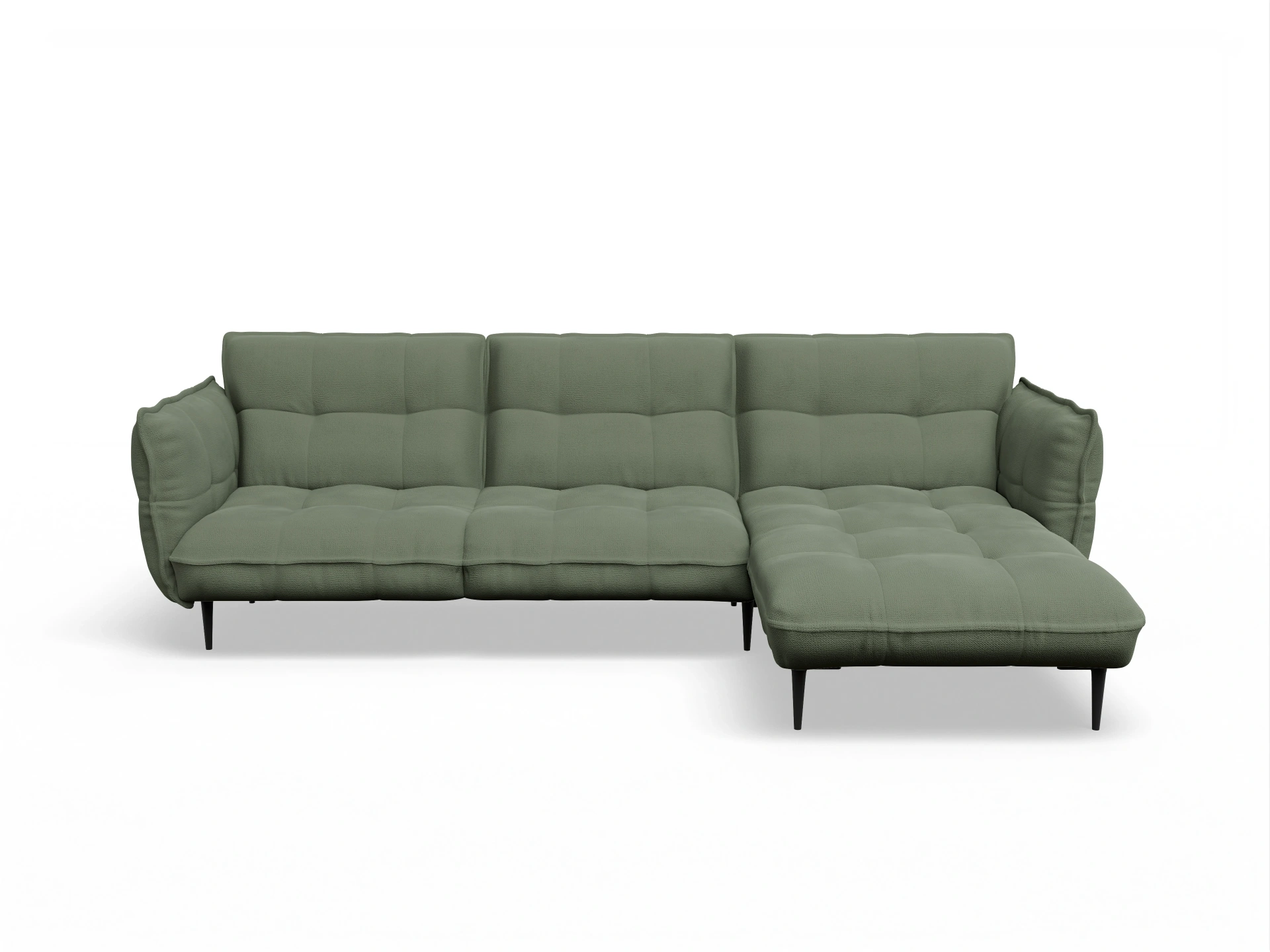 Ansicht des Produktes Marvin-O Ecksofa rechts Abschluss offen in Stoff Grün