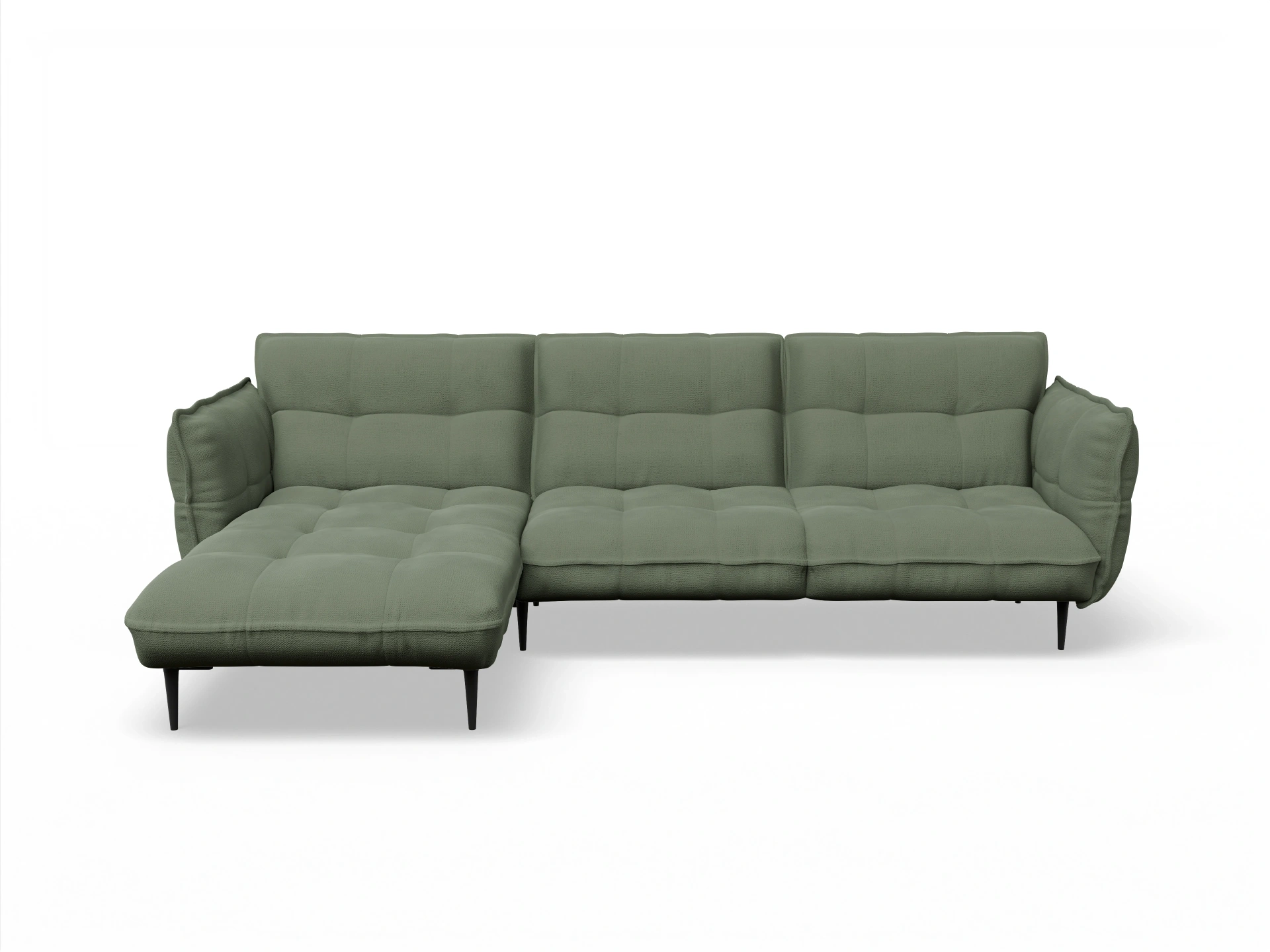 Ansicht des Produktes Marvin-O Ecksofa links Abschluss offen in Stoff Grün