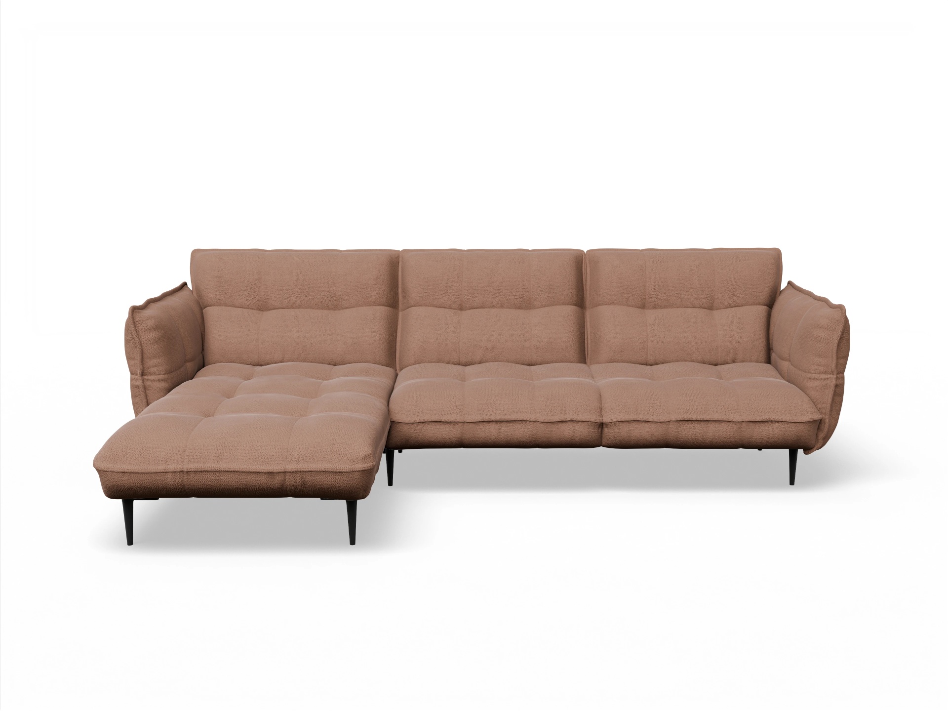 Ansicht des Produktes Marvin-O Ecksofa links Abschluss offen in Stoff Orange