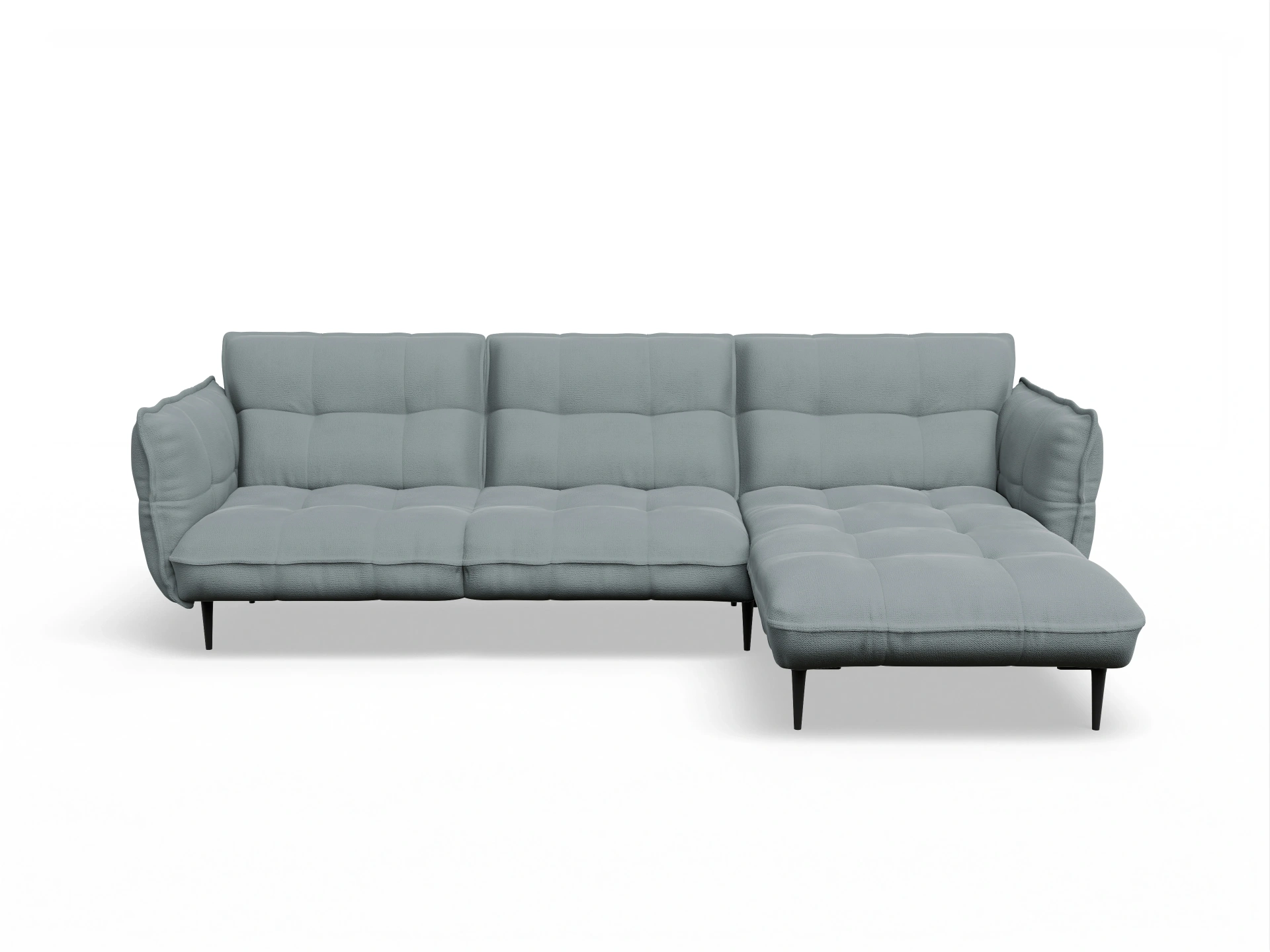 Ansicht des Produktes Marvin-O Ecksofa rechts Abschluss offen in Stoff Blau