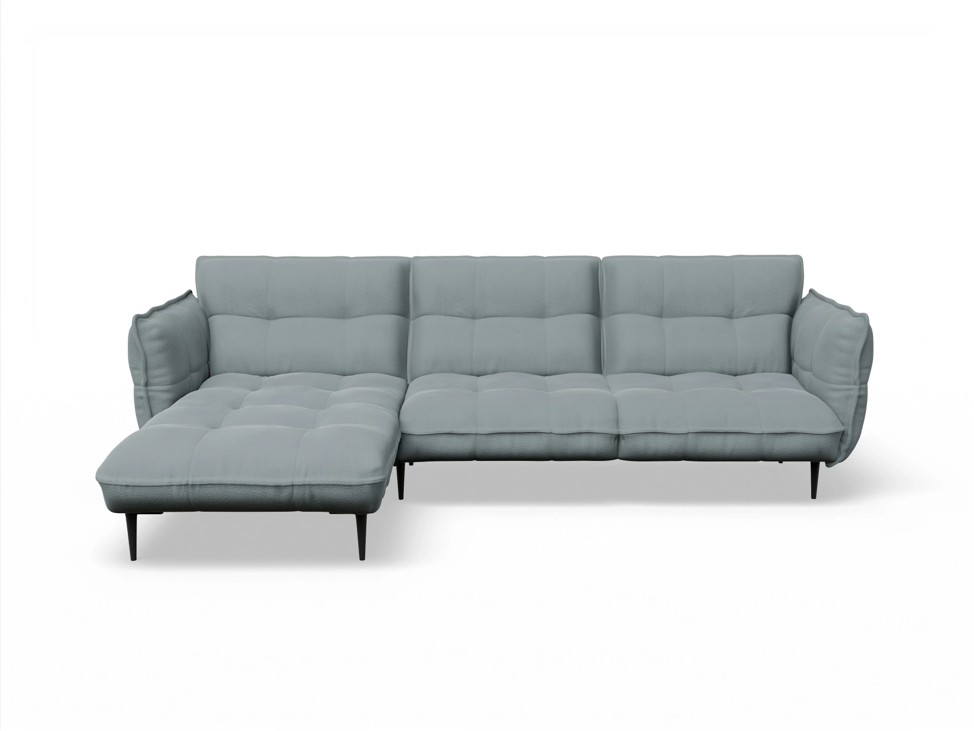 Ansicht des Produktes Marvin-O Ecksofa links Abschluss offen in Stoff Blau