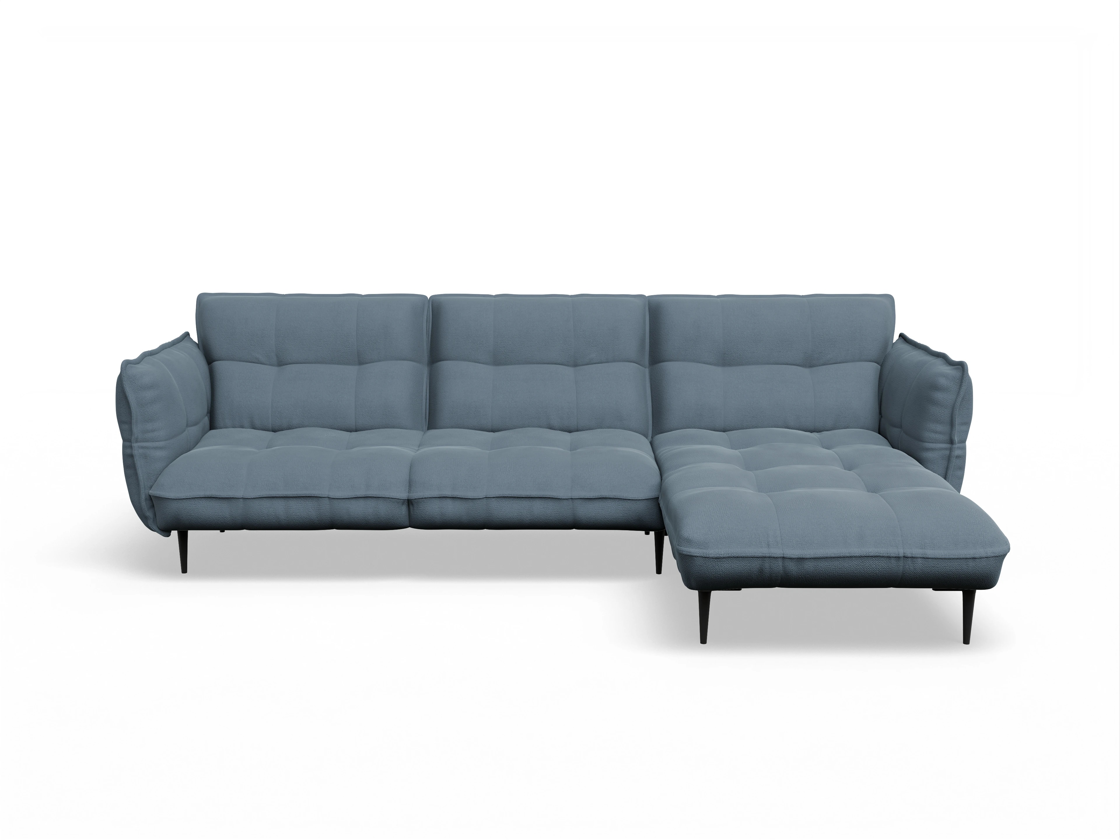 Ansicht des Produktes Marvin-O Ecksofa rechts Abschluss offen in Stoff Blau