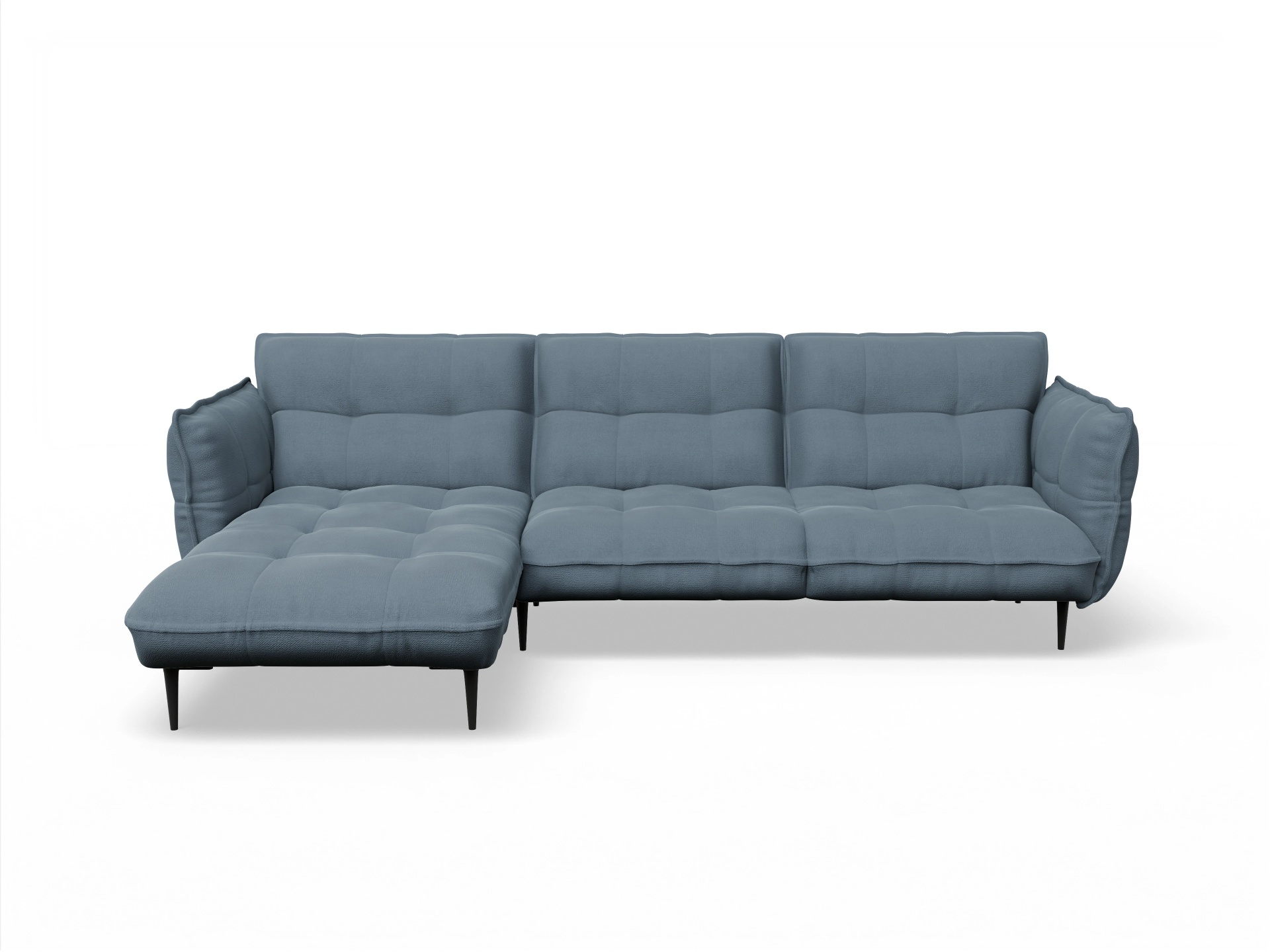 Ansicht des Produktes Marvin-O Ecksofa links Abschluss offen in Stoff Blau