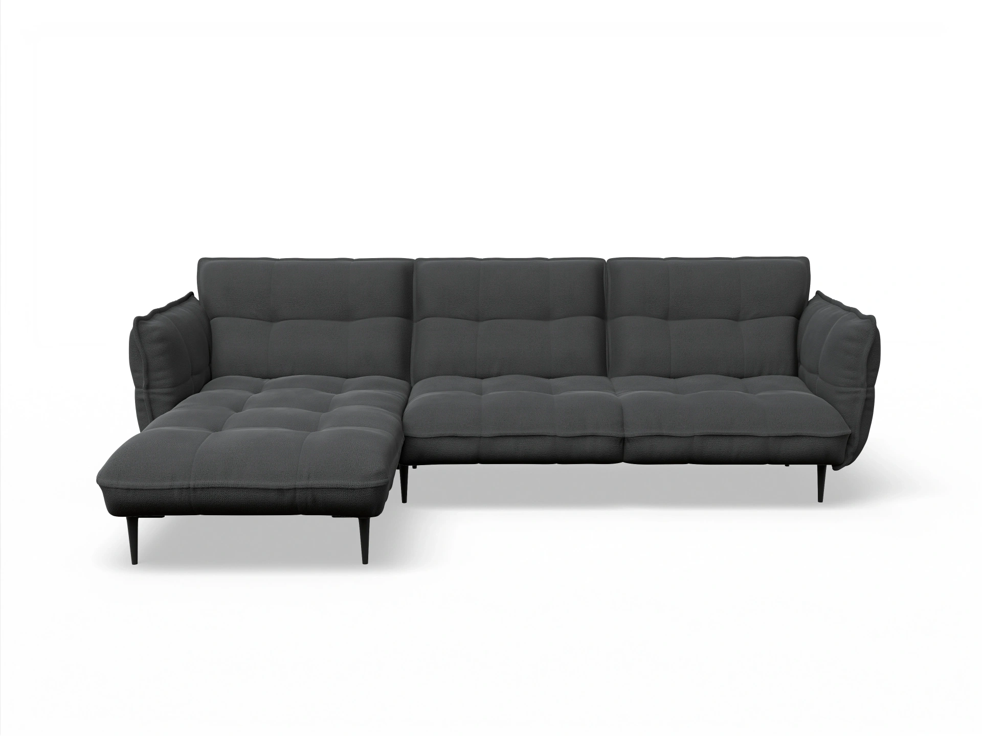 Ansicht des Produktes Marvin-O Ecksofa links Abschluss offen in Stoff Schwarz