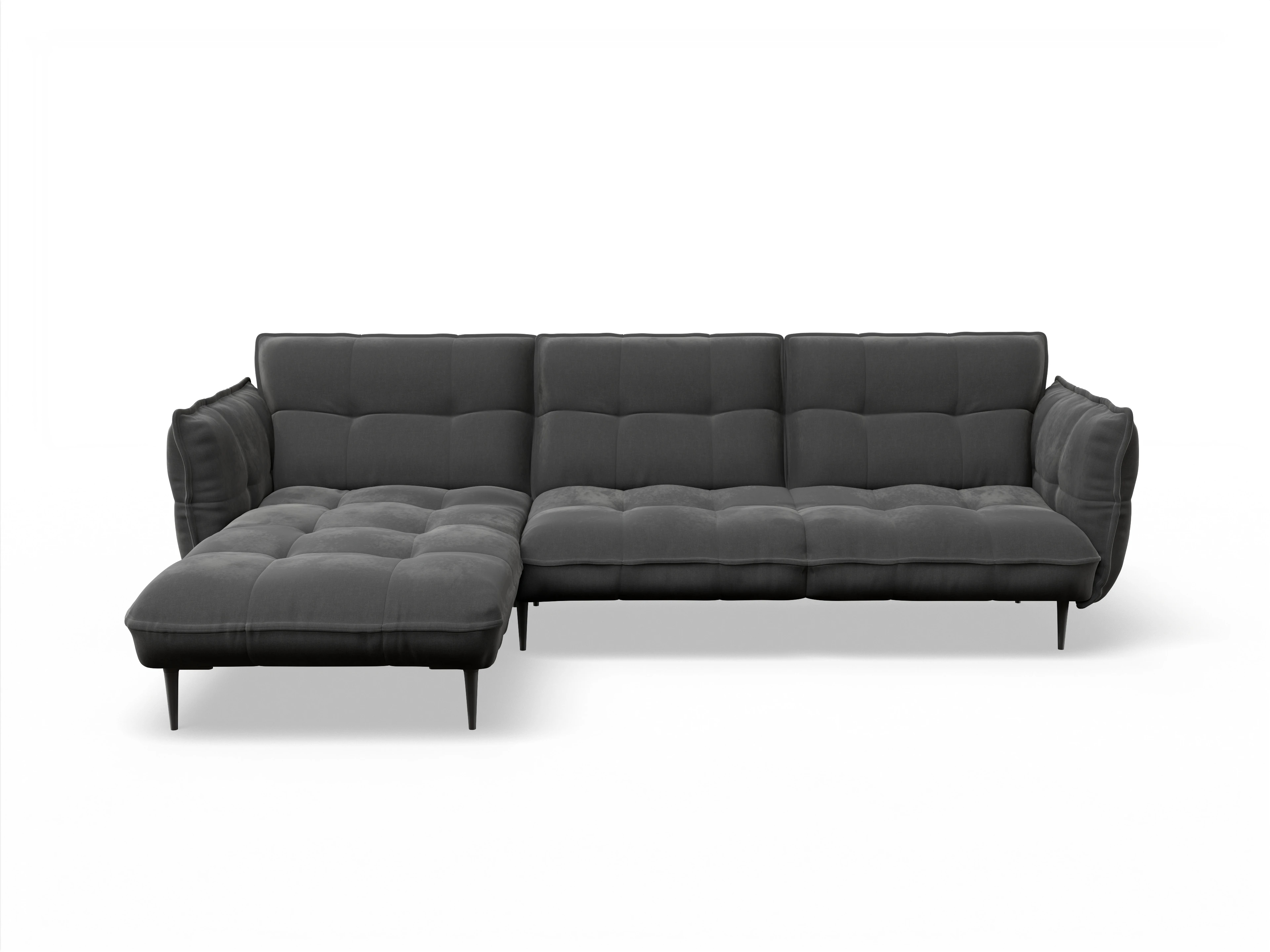 Ansicht des Produktes Marvin-O Ecksofa links Abschluss offen in Stoff Schwarz