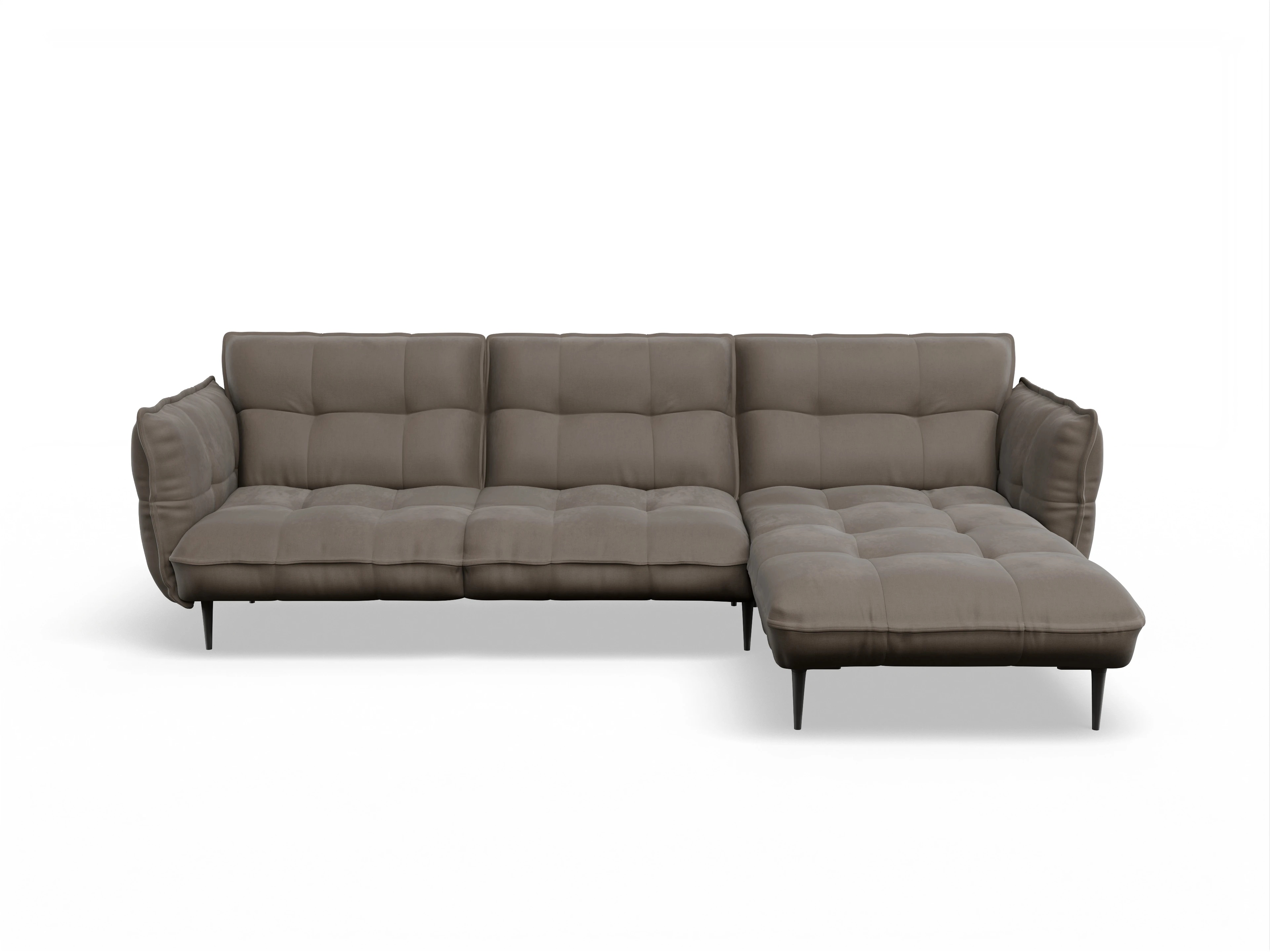 Ansicht des Produktes Marvin-O Ecksofa rechts Abschluss offen in Stoff Braun