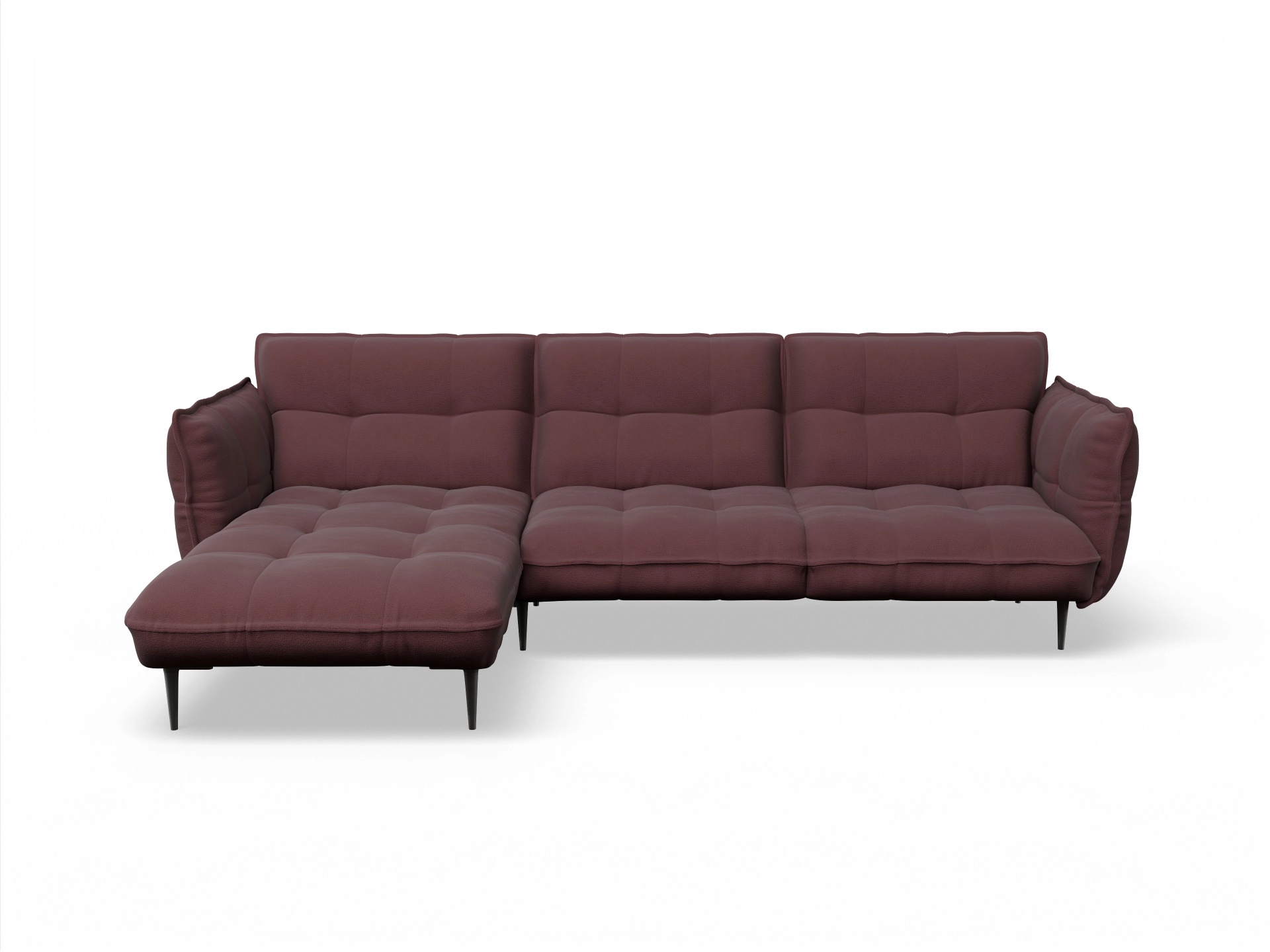 Ansicht des Produktes Marvin-O Ecksofa links Abschluss offen in Stoff Rot