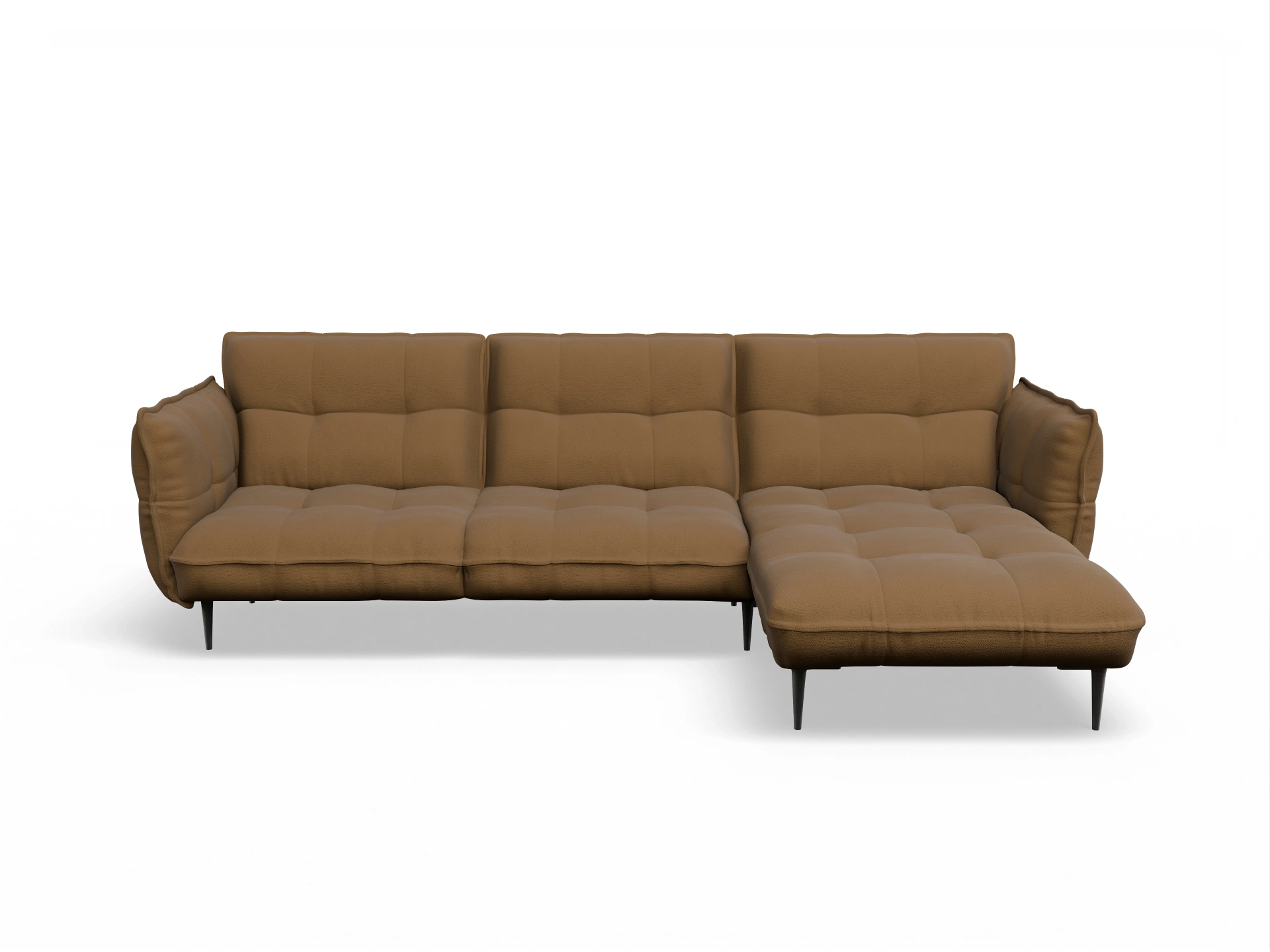 Ansicht des Produktes Marvin-O Ecksofa rechts Abschluss offen in Stoff Gelb