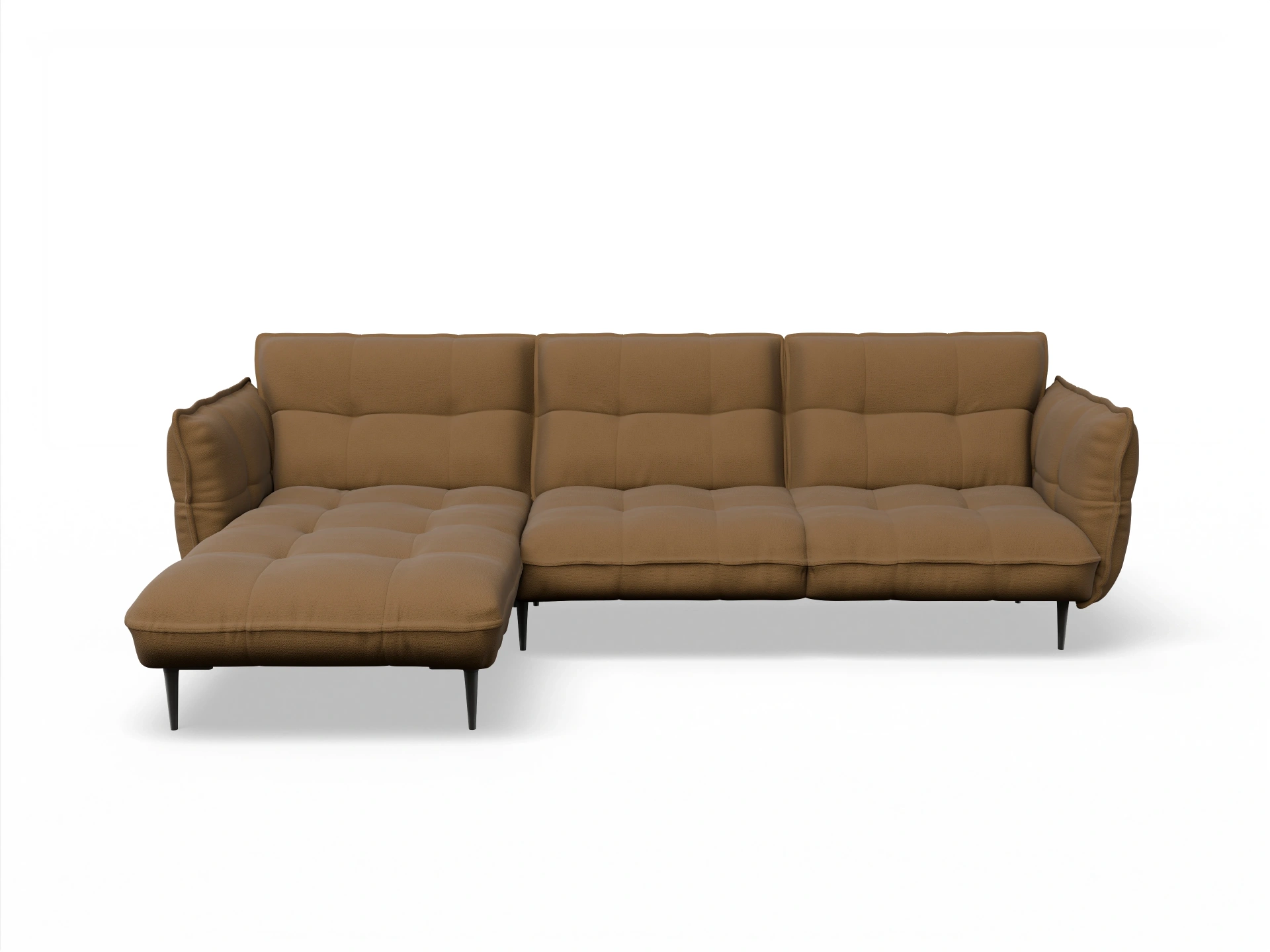 Ansicht des Produktes Marvin-O Ecksofa links Abschluss offen in Stoff Gelb