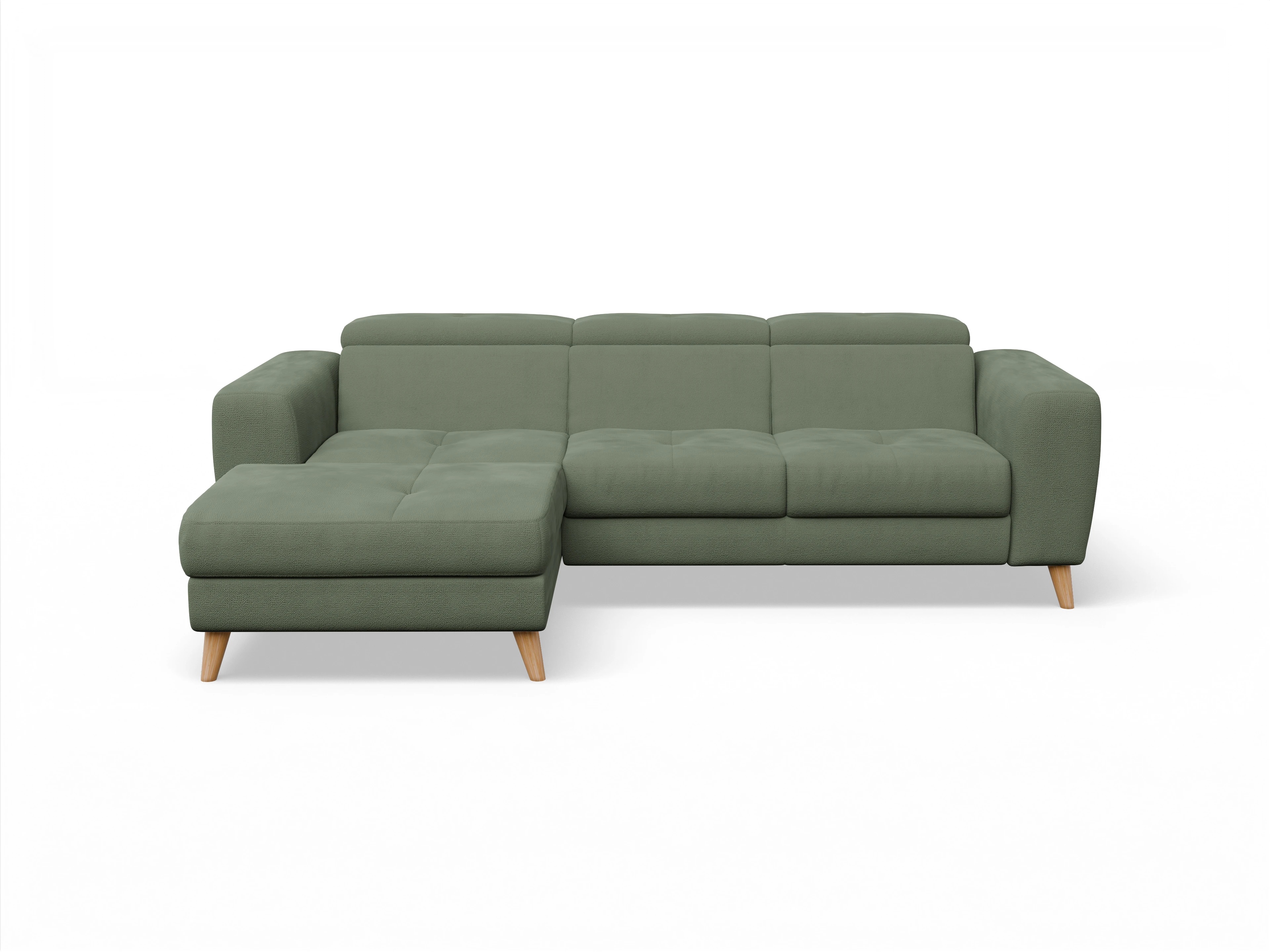 Ansicht des Produktes Capua Ecksofa links Abschluss offen in Stoff Grün