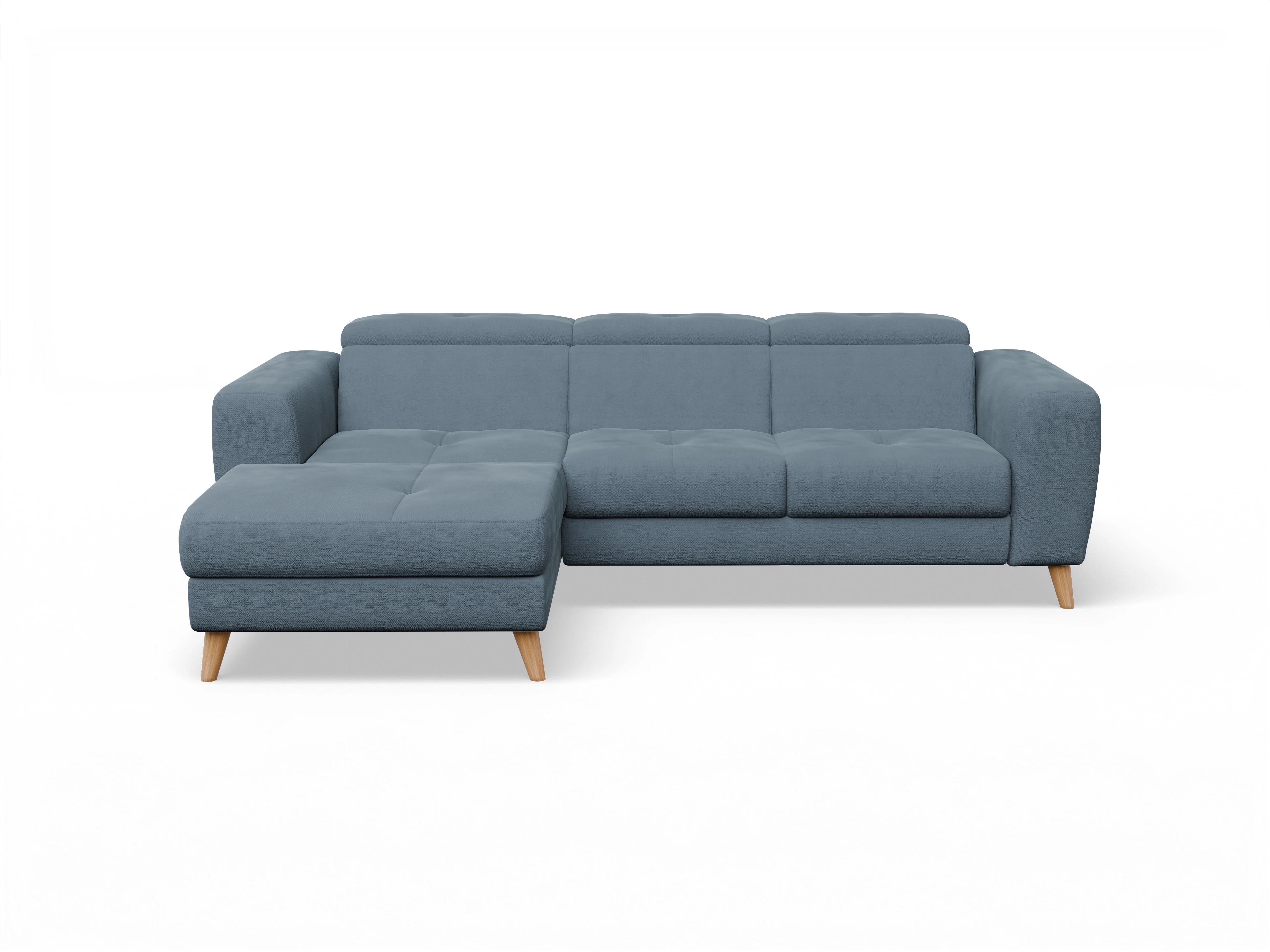 Ansicht des Produktes Capua Ecksofa links Abschluss offen in Stoff Blau