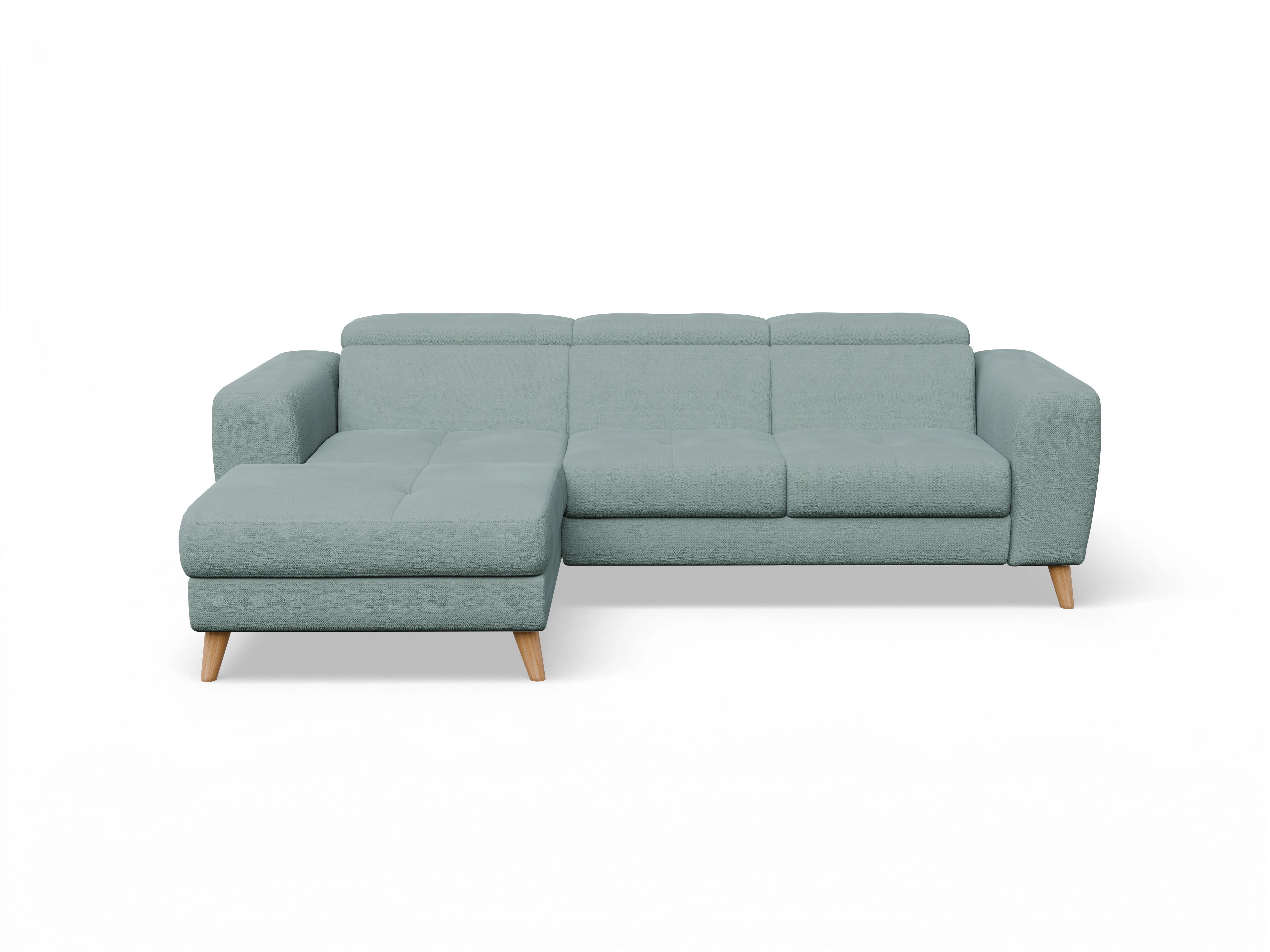 Ansicht des Produktes Capua Ecksofa links Abschluss offen in Stoff Blau