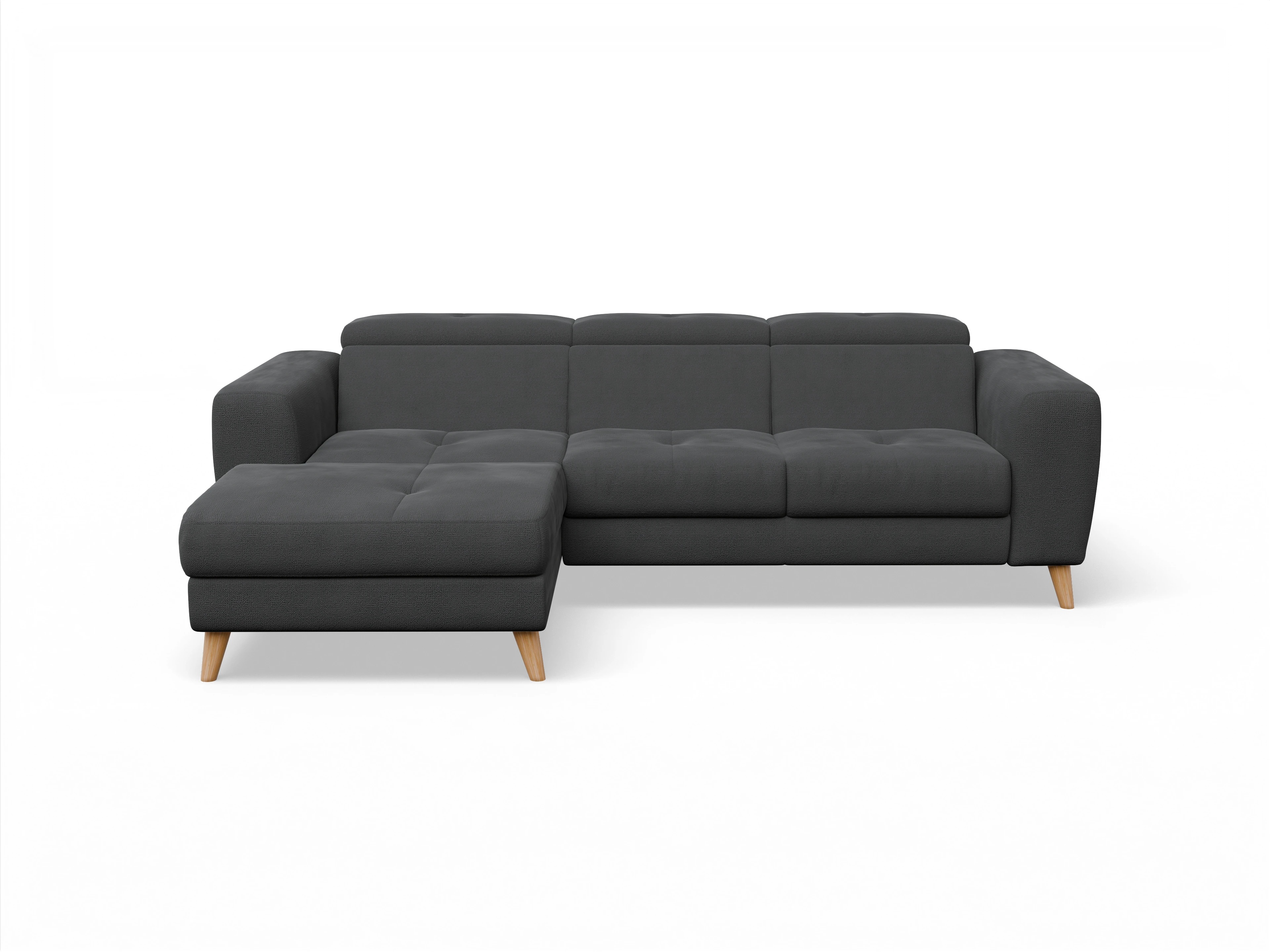 Ansicht des Produktes Capua Ecksofa links Abschluss offen in Stoff Schwarz