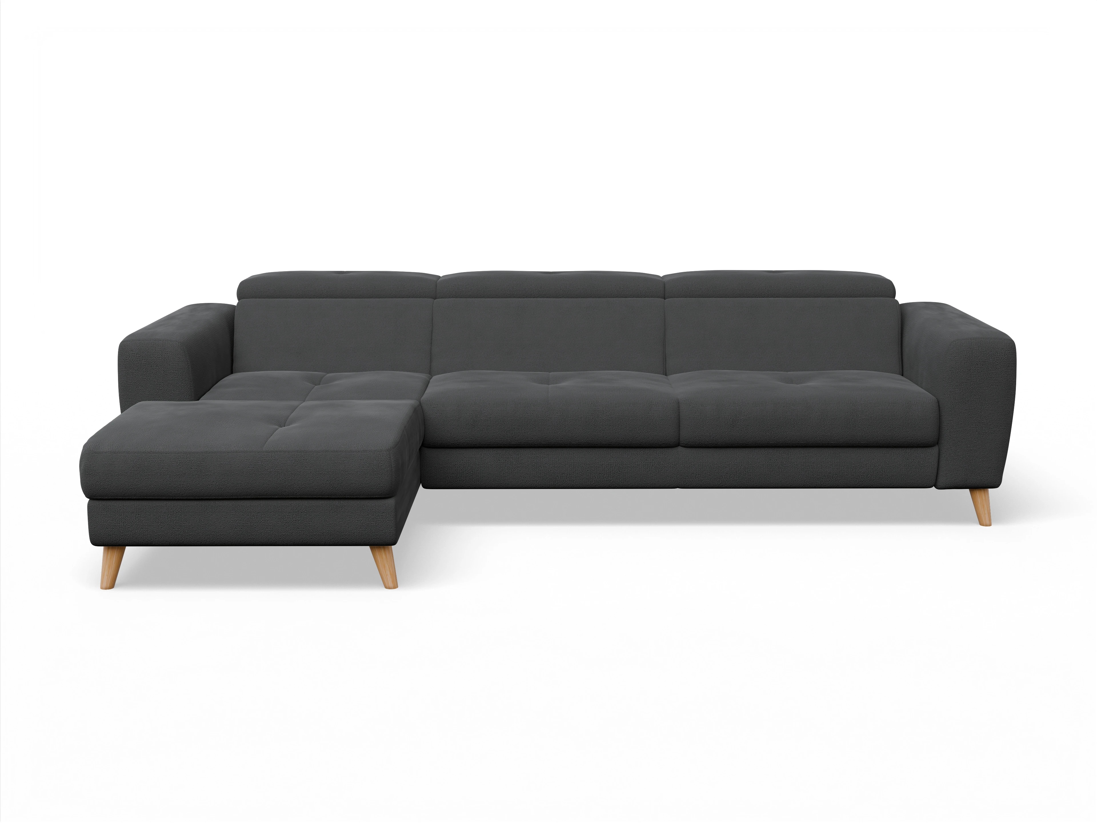 Ansicht des Produktes Capua Ecksofa links Abschluss offen in Stoff Schwarz