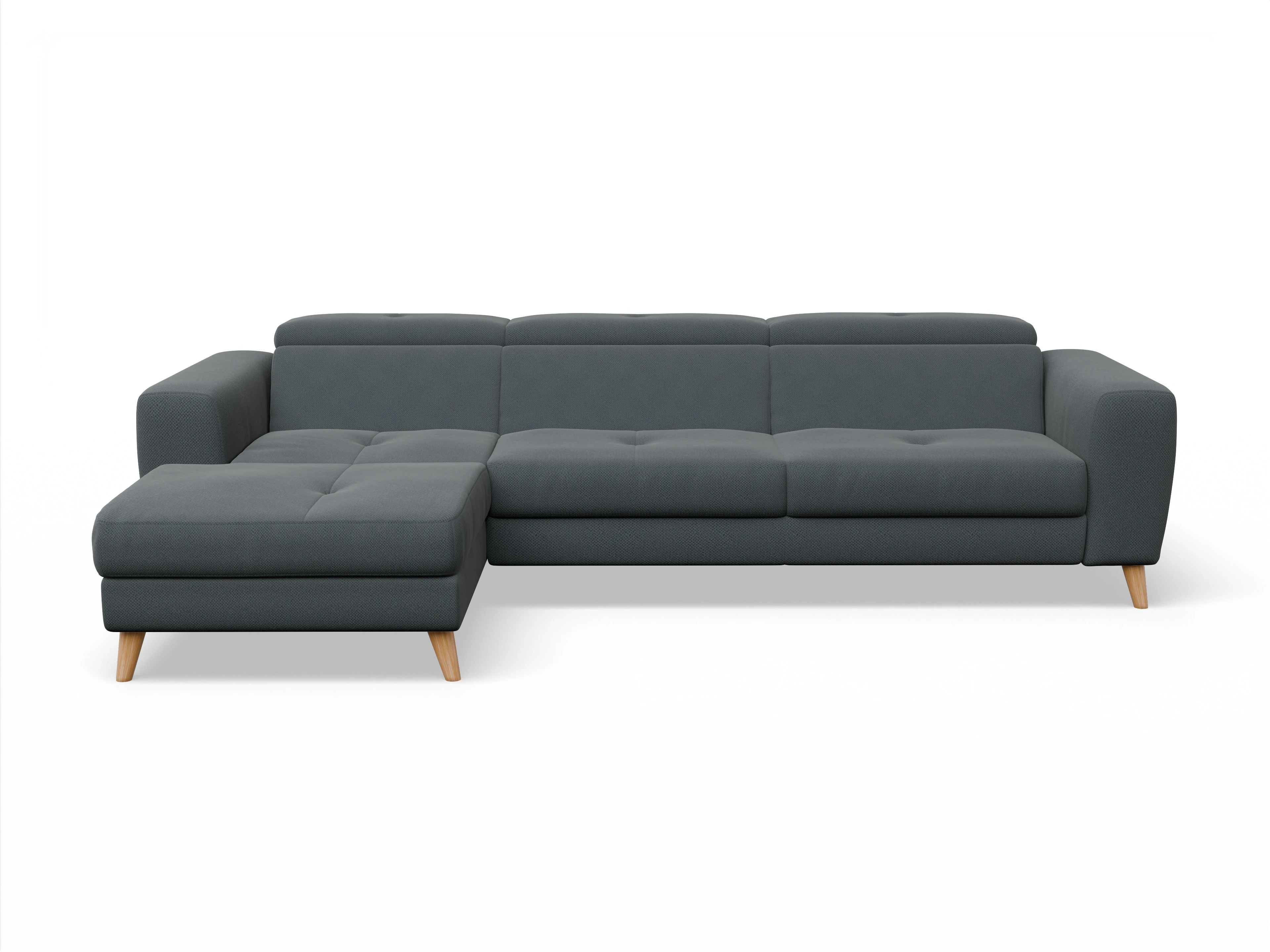 Ansicht des Produktes Capua Ecksofa links Abschluss offen in Stoff Grau