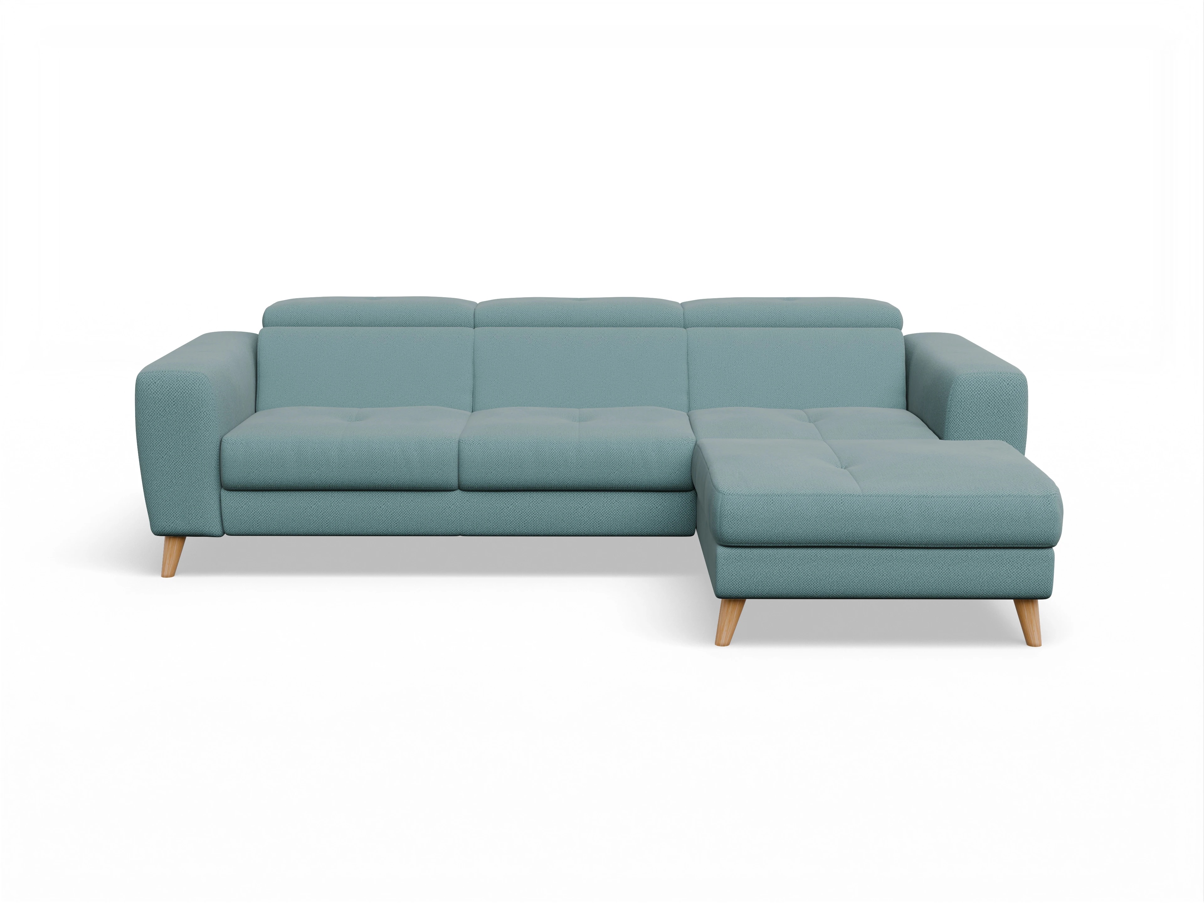 Ansicht des Produktes Capua Ecksofa rechts Abschluss offen in Stoff Blau