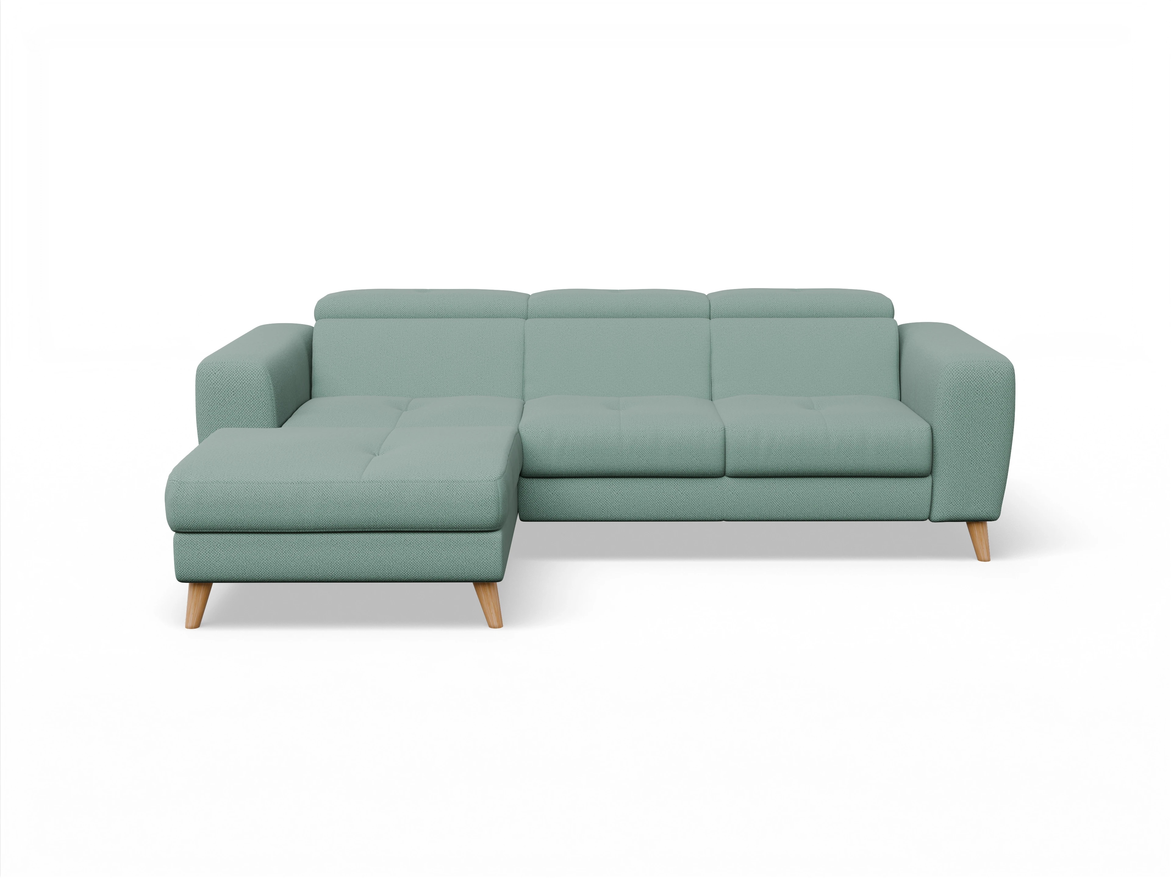 Ansicht des Produktes Capua Ecksofa links Abschluss offen in Stoff Blau