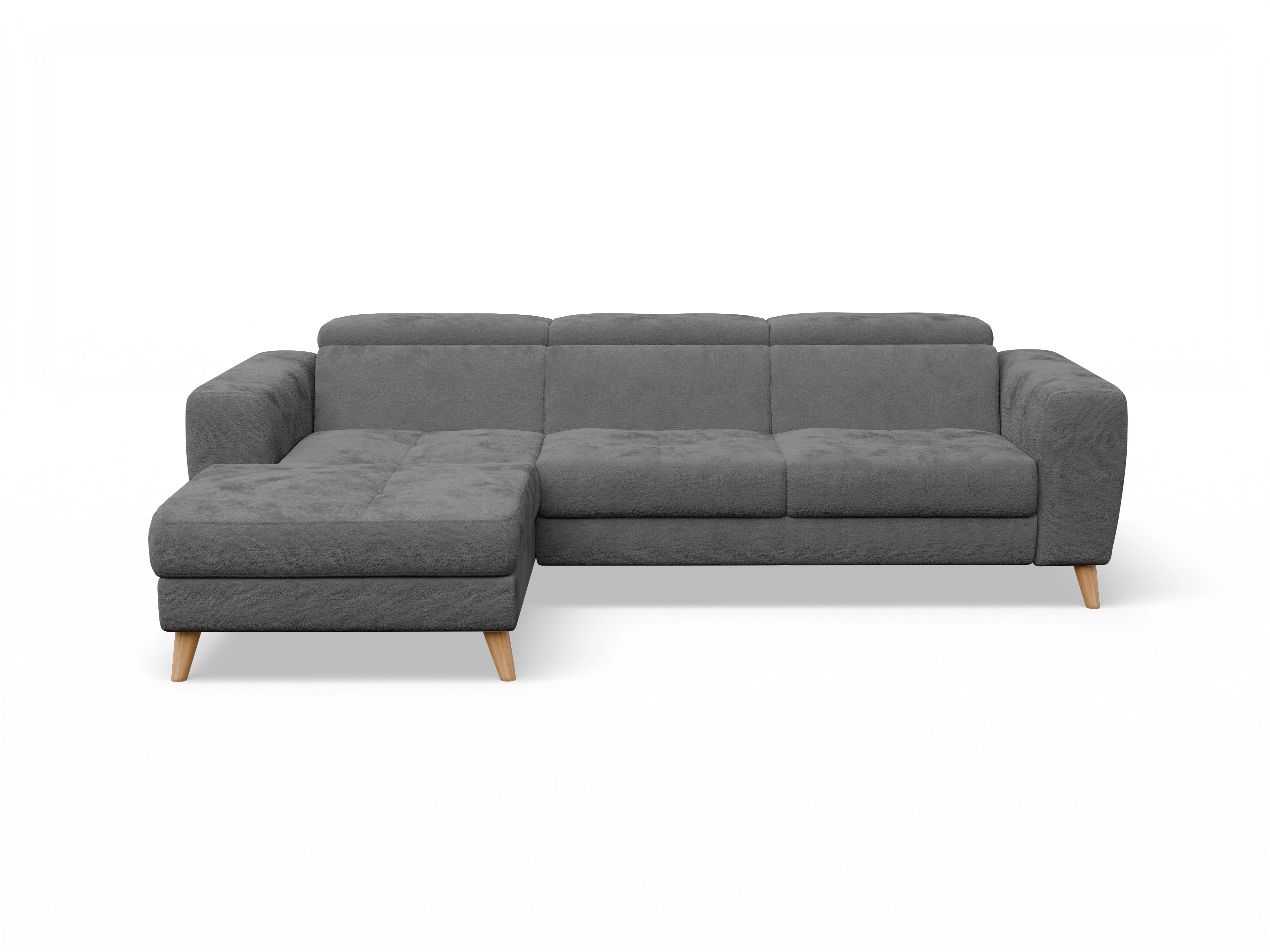 Ansicht des Produktes Capua Ecksofa links Abschluss offen in Stoff Grau