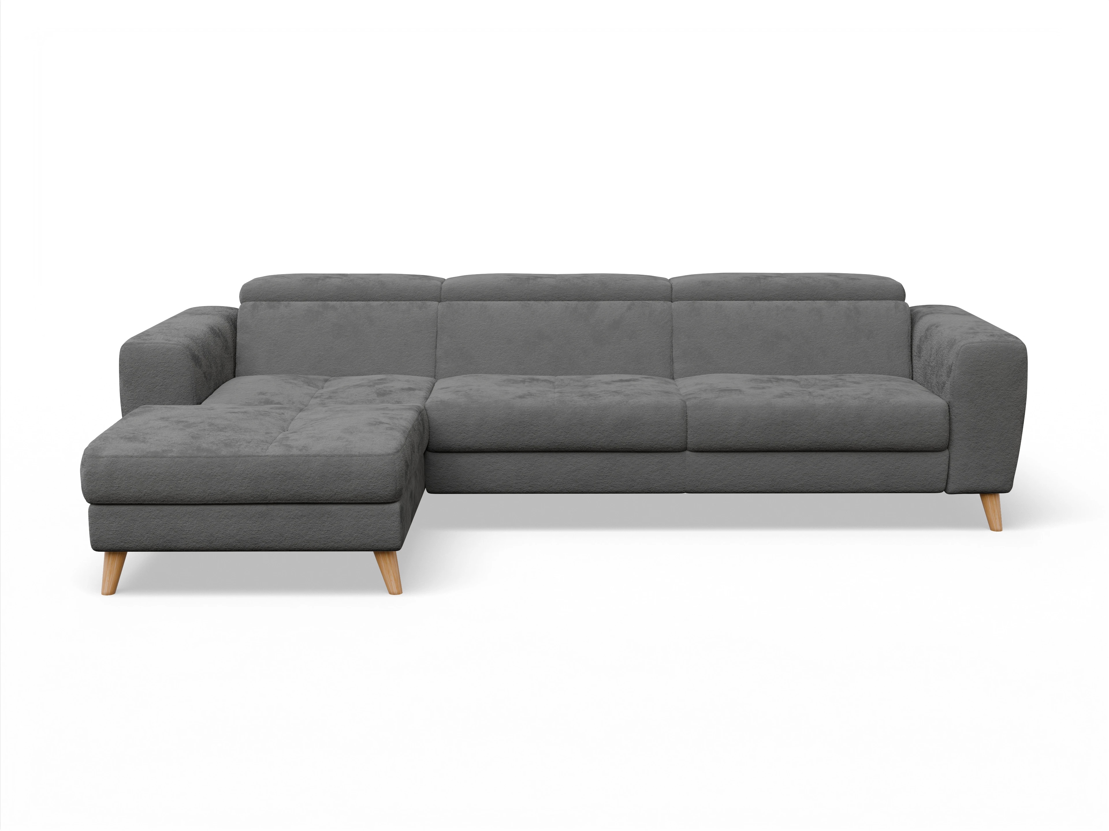 Ansicht des Produktes Capua Ecksofa links Abschluss offen in Stoff Grau