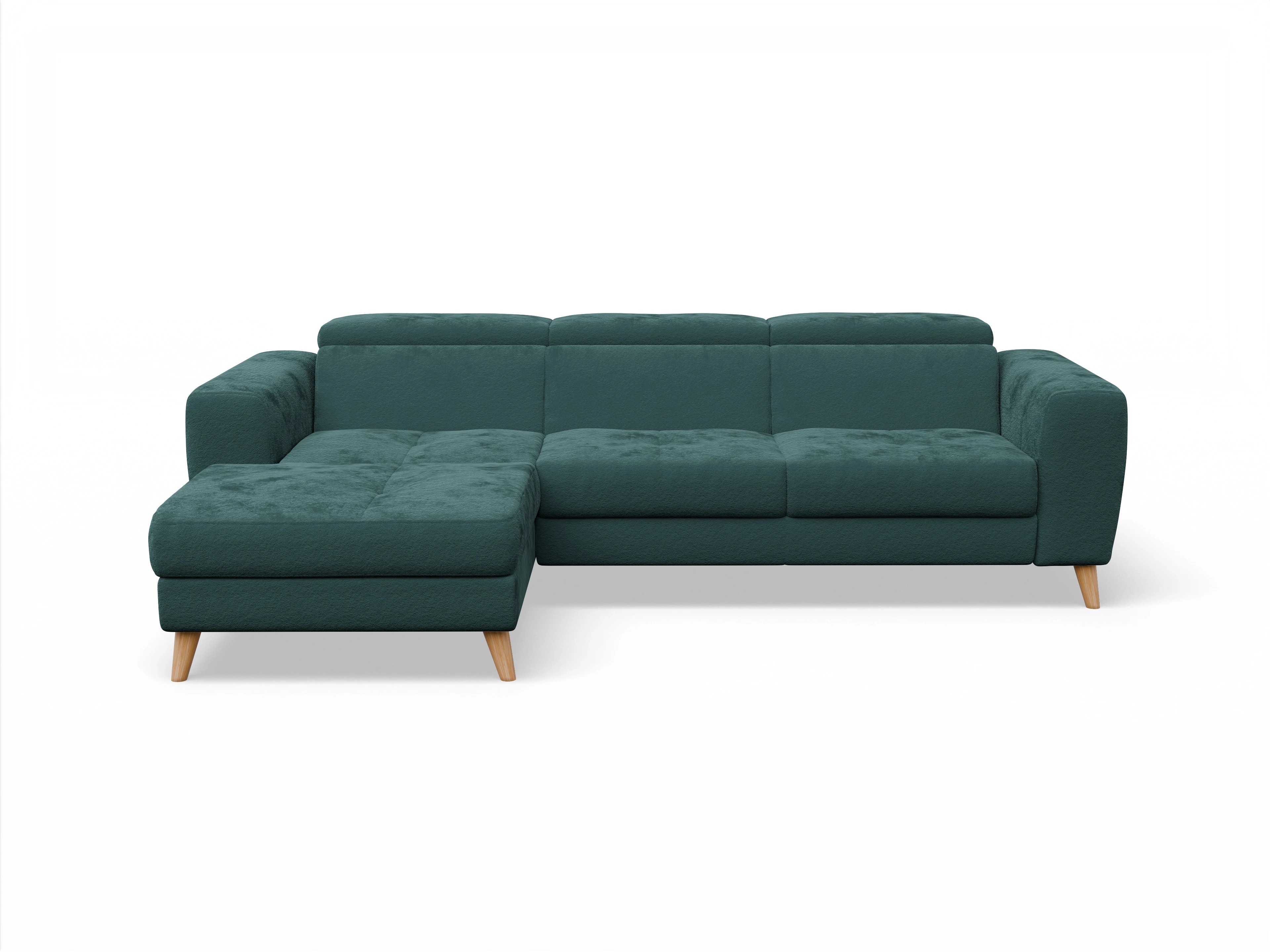 Ansicht des Produktes Capua Ecksofa links Abschluss offen in Stoff Blau